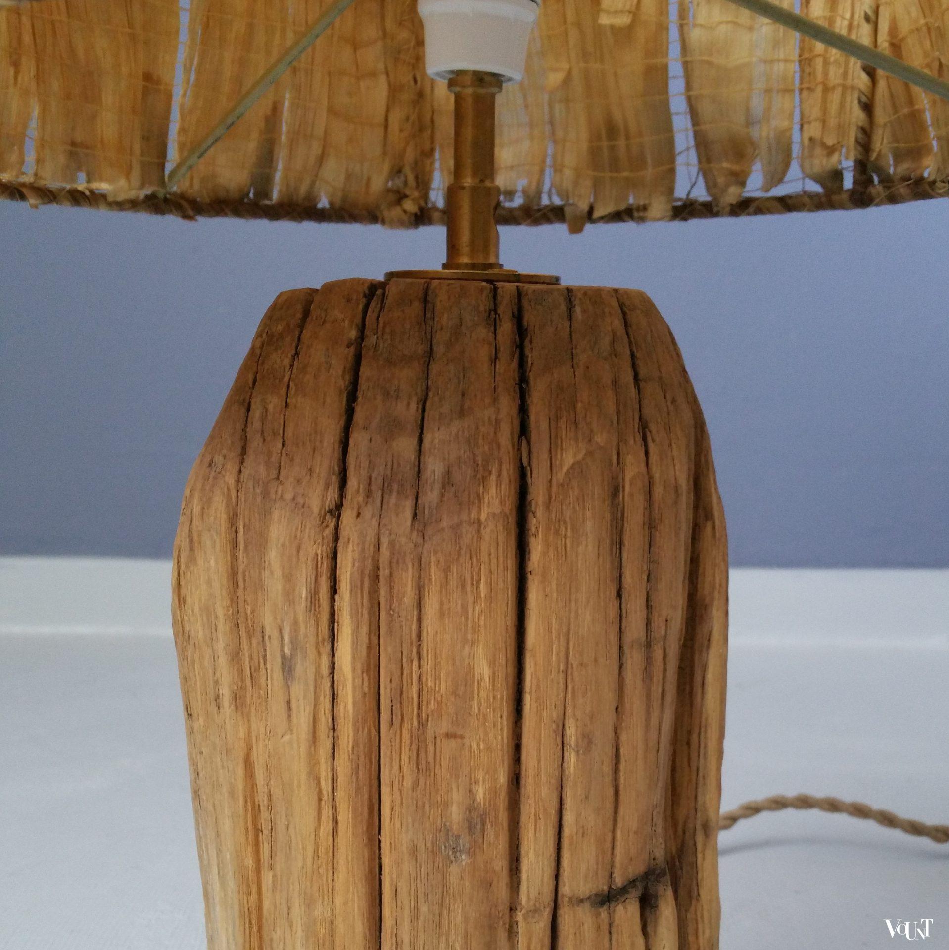 Vintage lamp met kap van geweven maisbladeren, Frankrijk, jaren '60