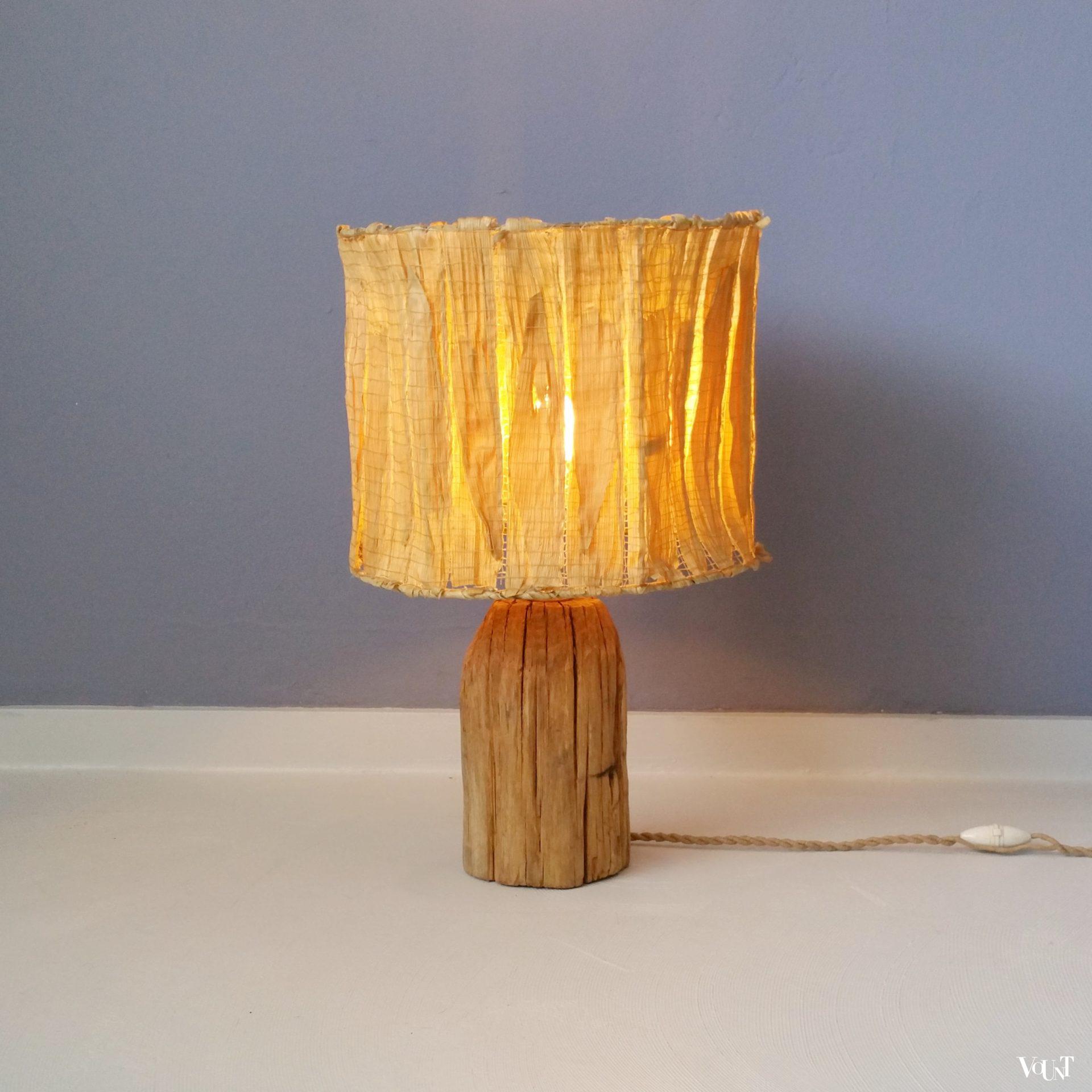 Vintage lamp met kap van geweven maisbladeren, Frankrijk, jaren '60