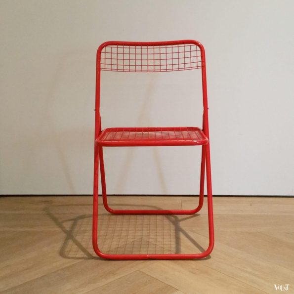 Set van 4 rode metalen "Ted Net" klapstoelen, Niels Gammelgaard voor Ikea, jaren '70
