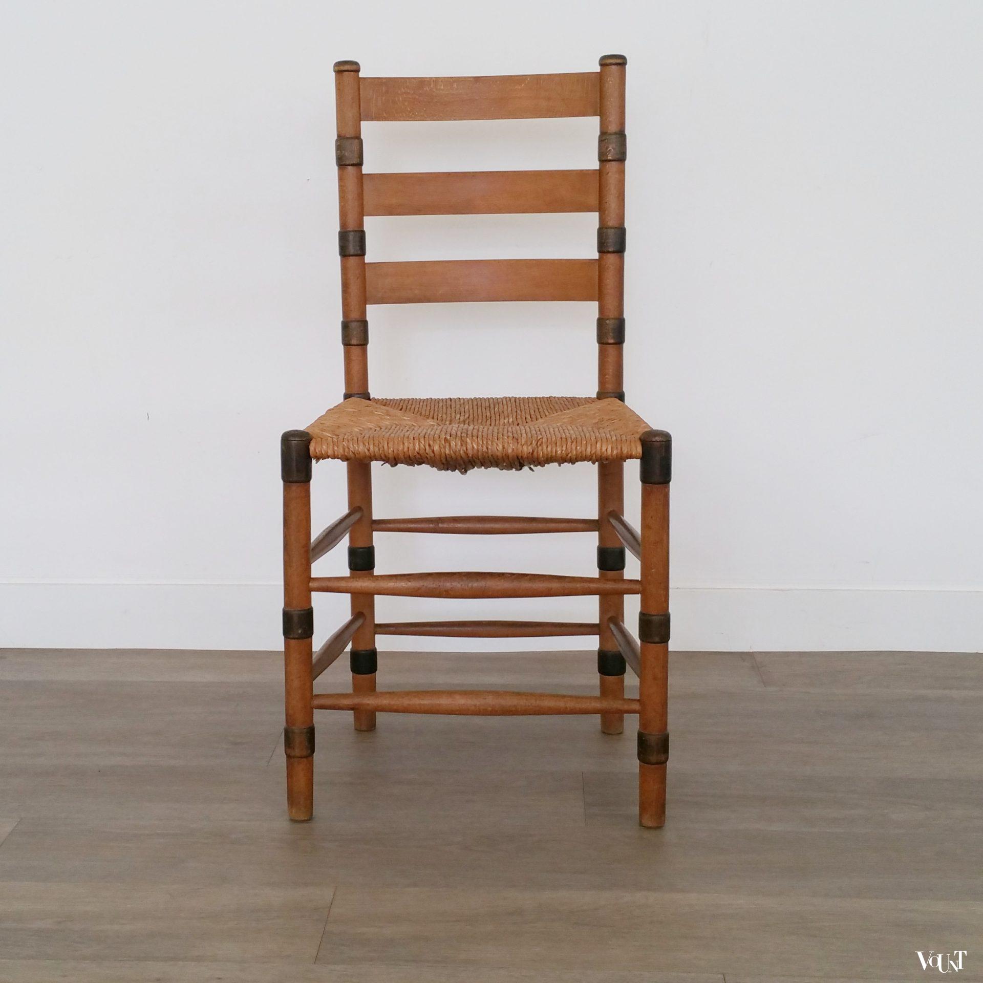 Set van 2 art deco stoelen met biezen zitting, ca. jaren '30