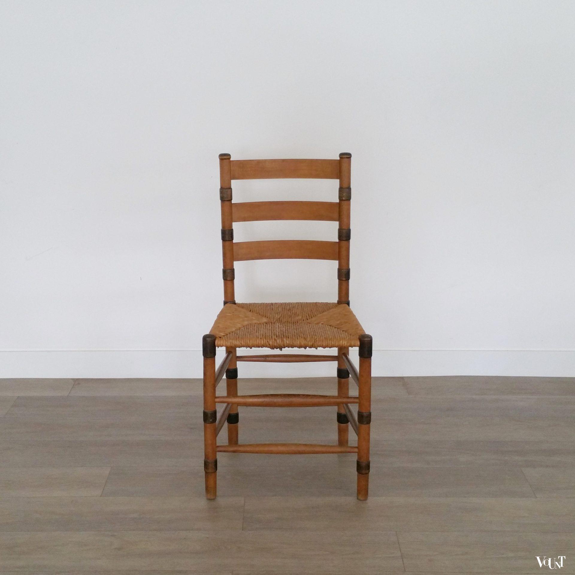 Set van 2 art deco stoelen met biezen zitting, ca. jaren '30