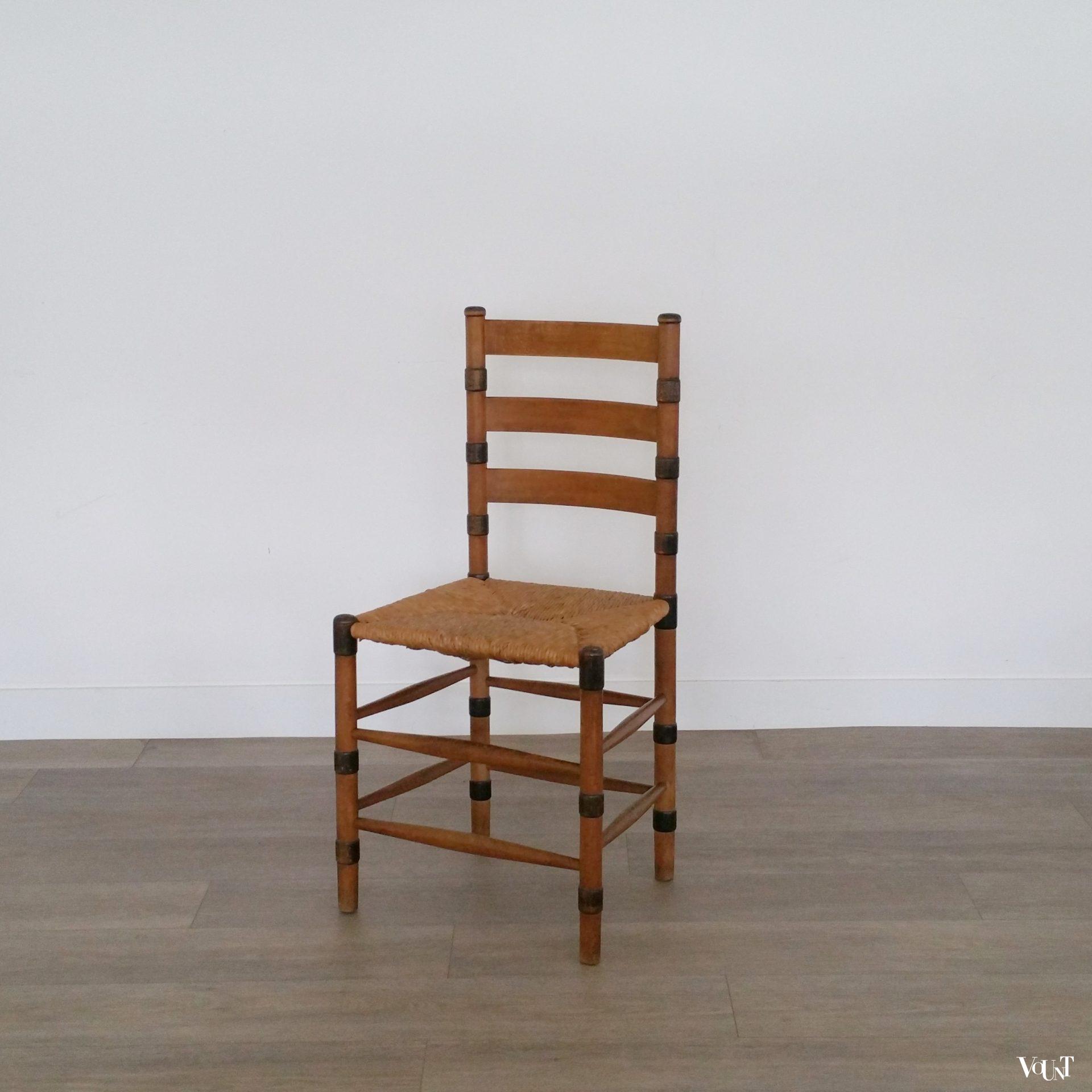 Set van 2 art deco stoelen met biezen zitting, ca. jaren '30