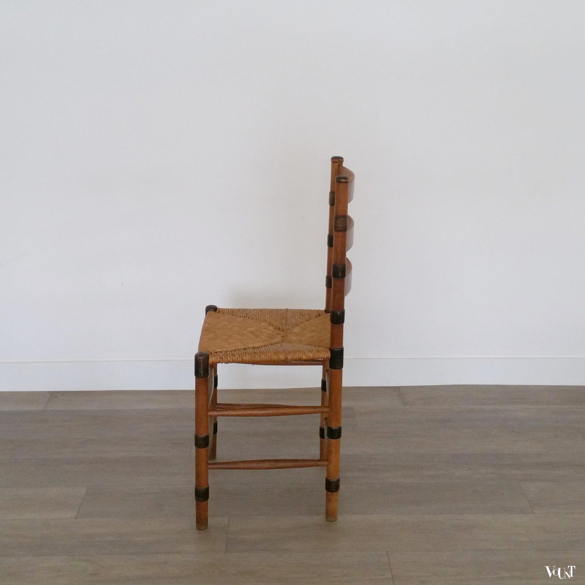 Set van 2 art deco stoelen met biezen zitting, ca. jaren '30