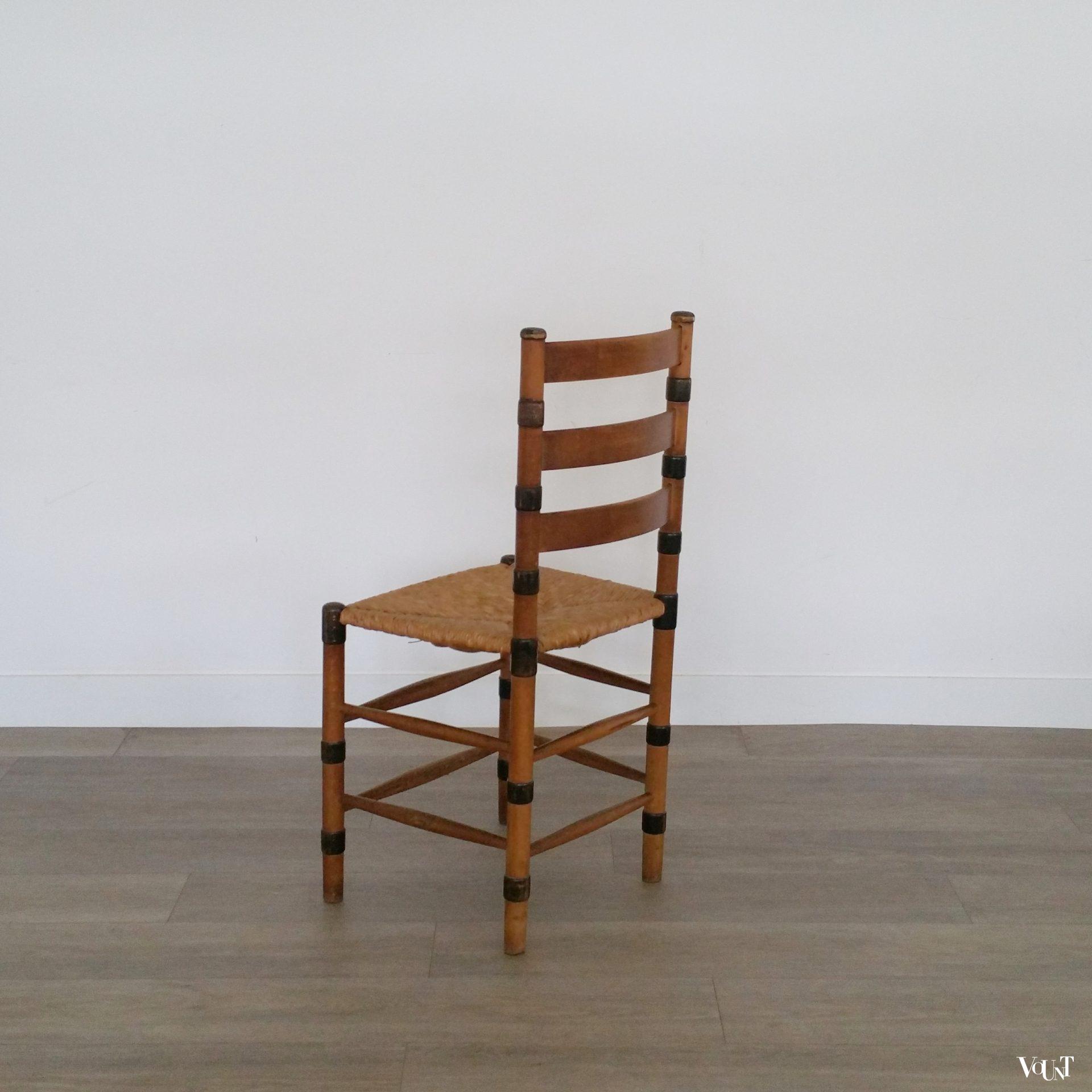 Set van 2 art deco stoelen met biezen zitting, ca. jaren '30