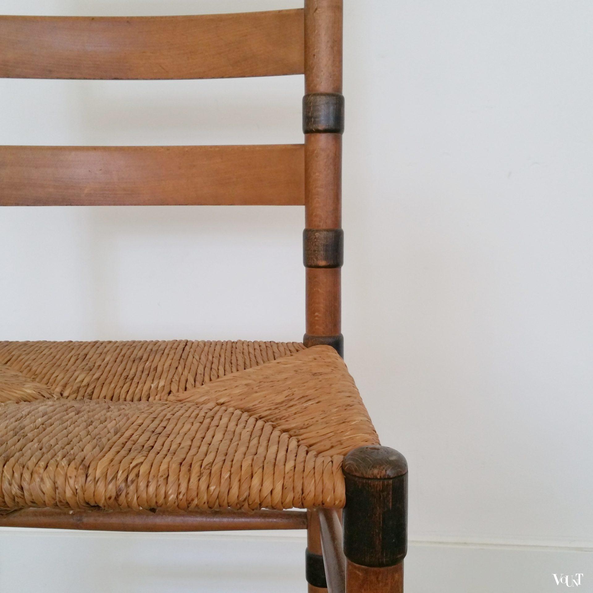 Set van 2 art deco stoelen met biezen zitting, ca. jaren '30