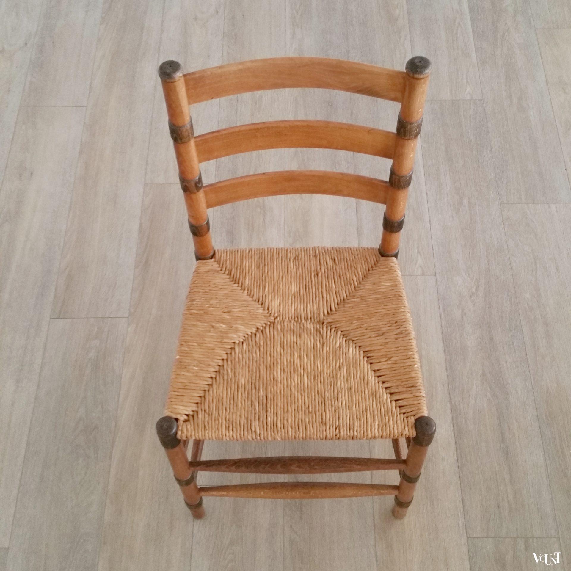 Set van 2 art deco stoelen met biezen zitting, ca. jaren '30