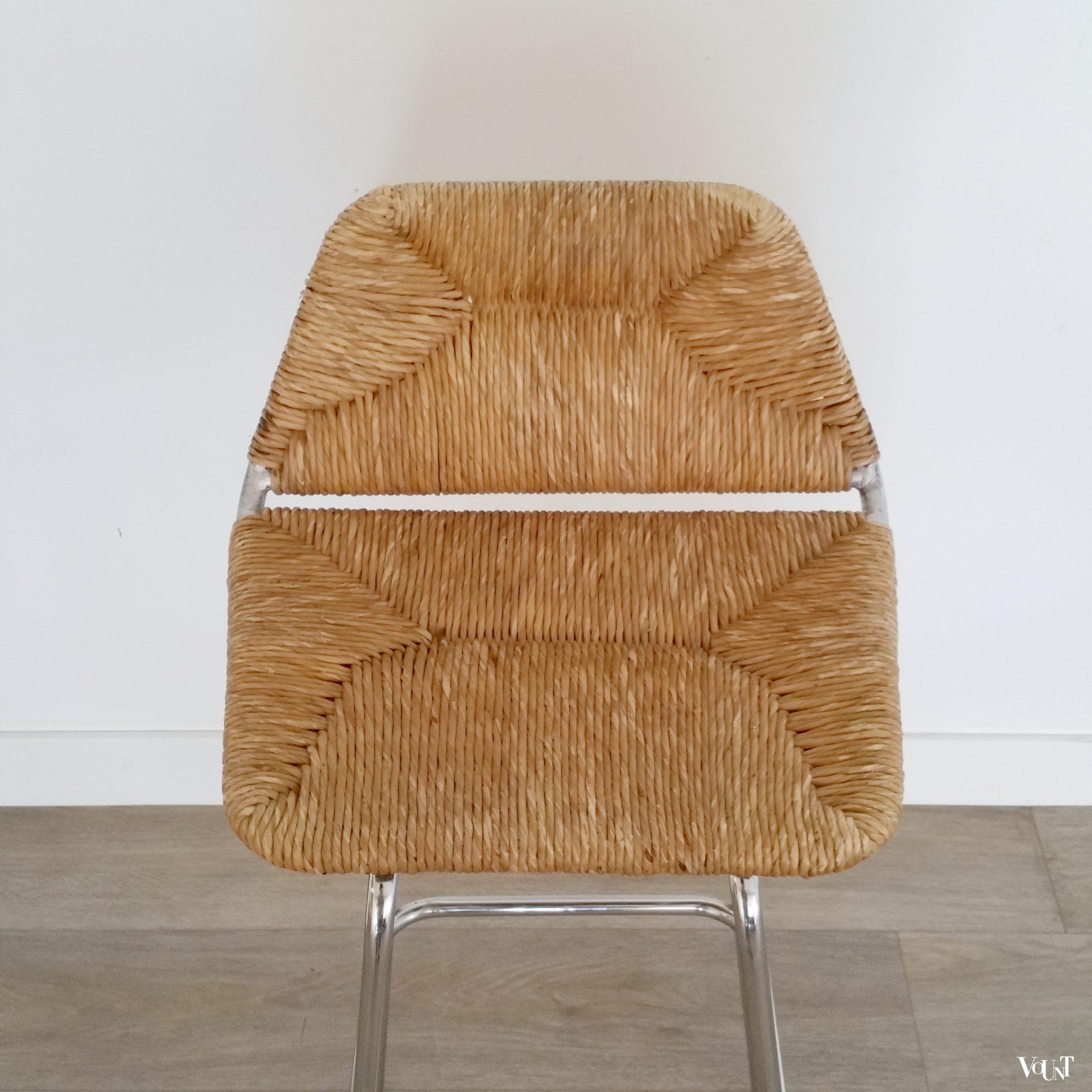 Set van 2 barkrukken metaal en biezen, jaren '60