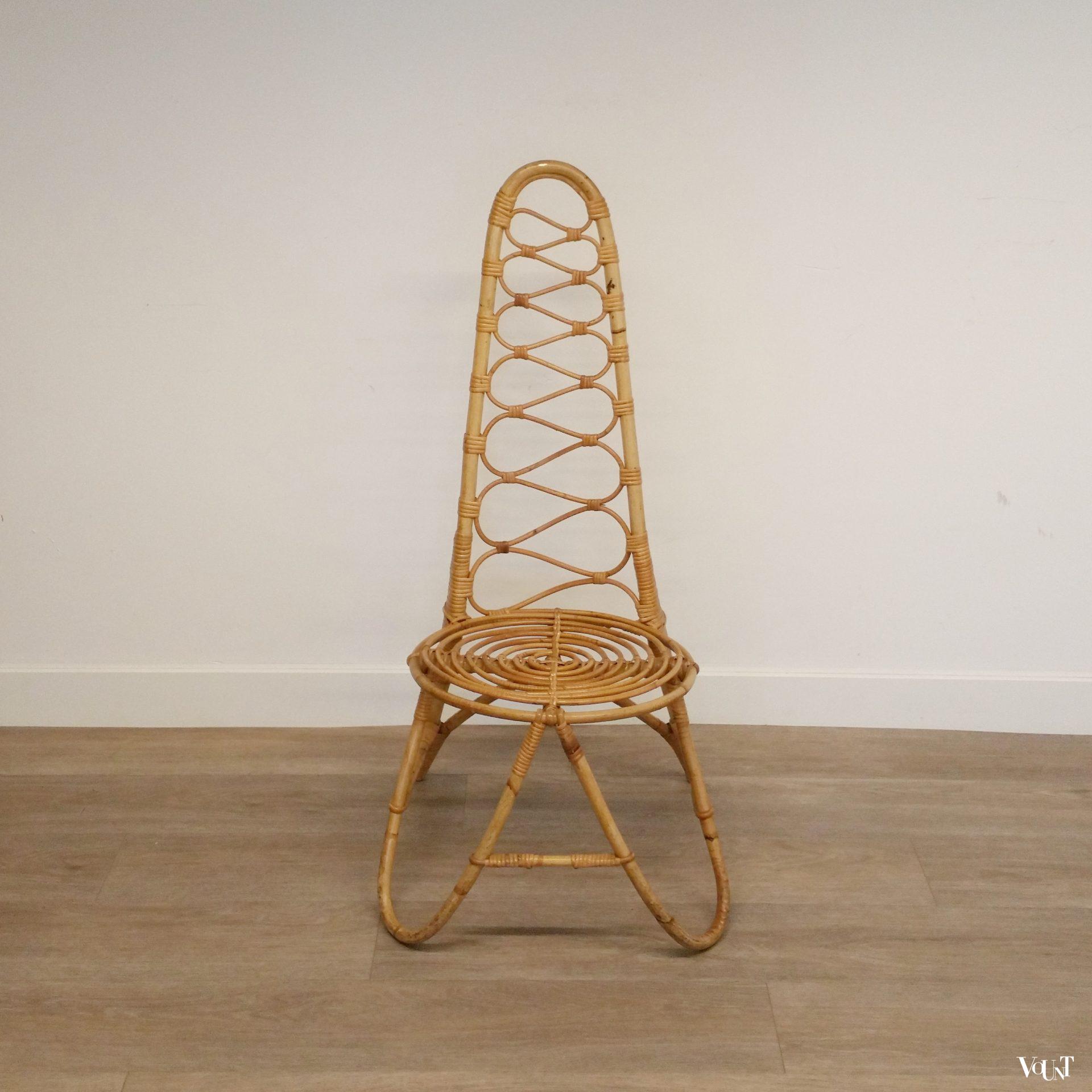 Design rotanstoel met hoge rug, Rohé Noordwolde, jaren '60