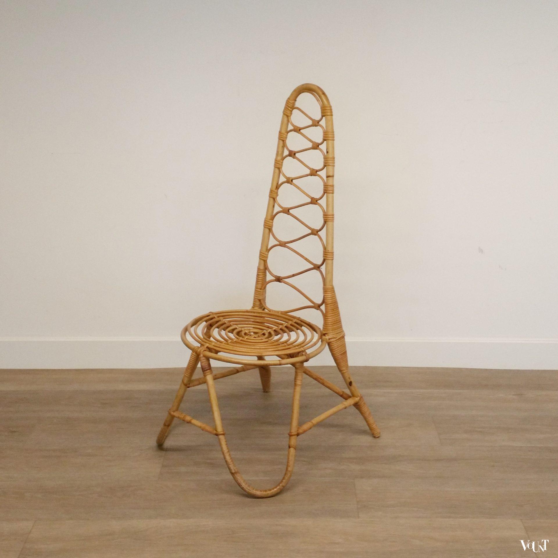 Design rotanstoel met hoge rug, Rohé Noordwolde, jaren '60