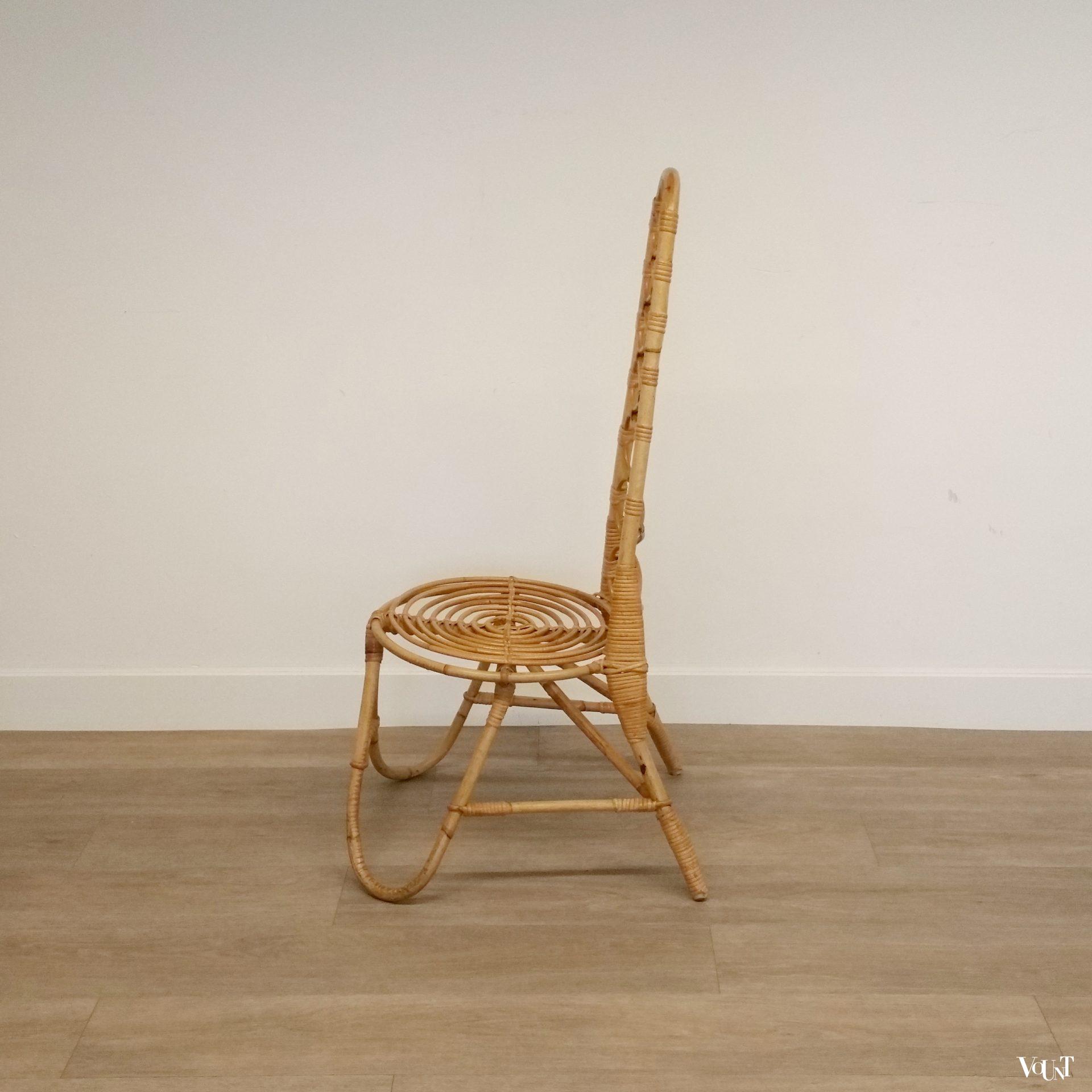 Design rotanstoel met hoge rug, Rohé Noordwolde, jaren '60