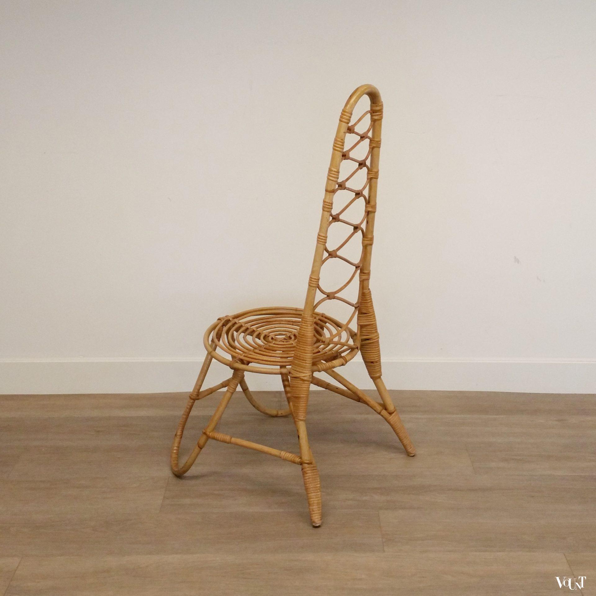 Design rotanstoel met hoge rug, Rohé Noordwolde, jaren '60