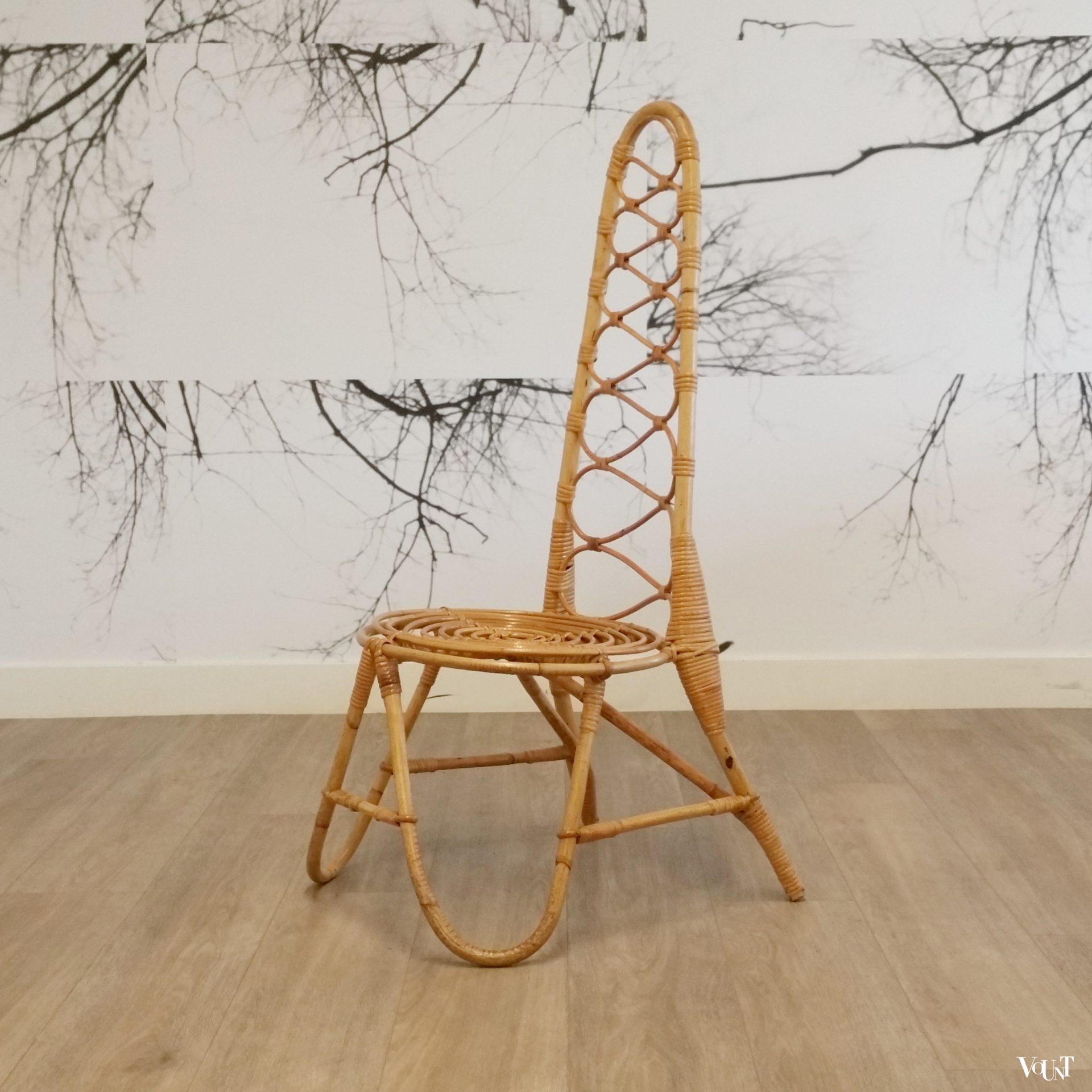 Design rotanstoel met hoge rug, Rohé Noordwolde, jaren '60