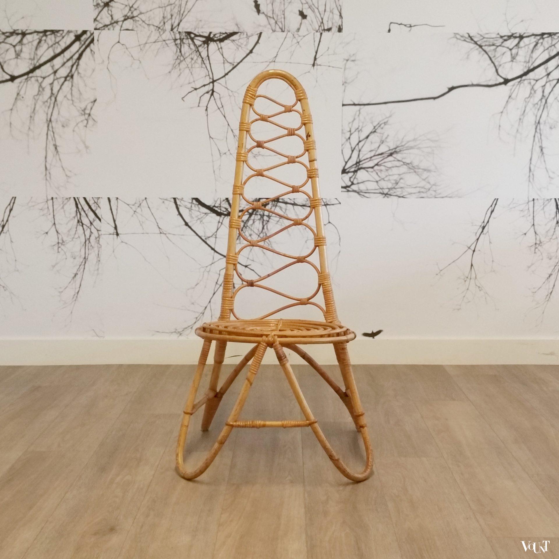 Design rotanstoel met hoge rug, Rohé Noordwolde, jaren '60