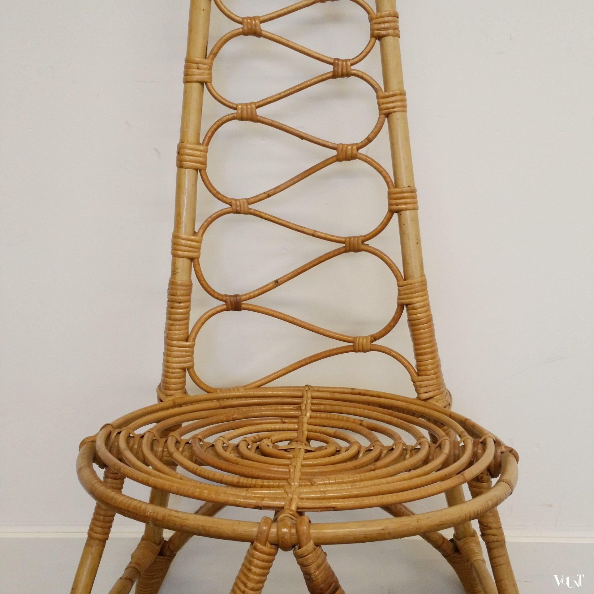 Design rotanstoel met hoge rug, Rohé Noordwolde, jaren '60