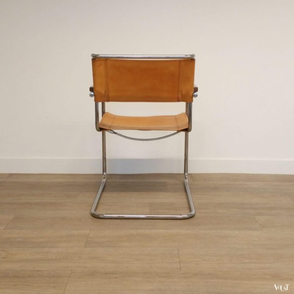 S34 buisframestoel met leren bekleding, Mart Stam voor Thonet, jaren '80
