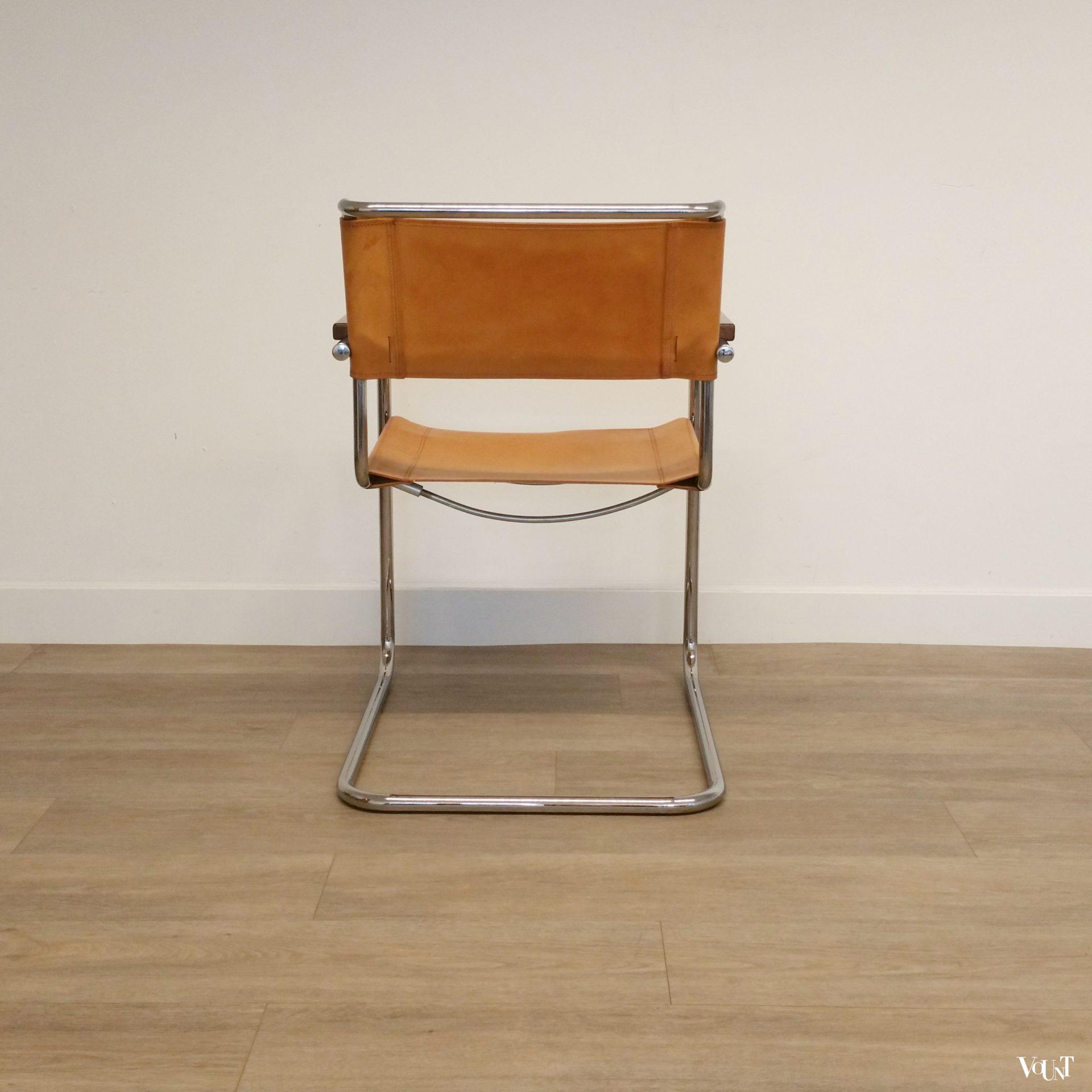 S34 buisframestoel met leren bekleding, Mart Stam voor Thonet, jaren '80