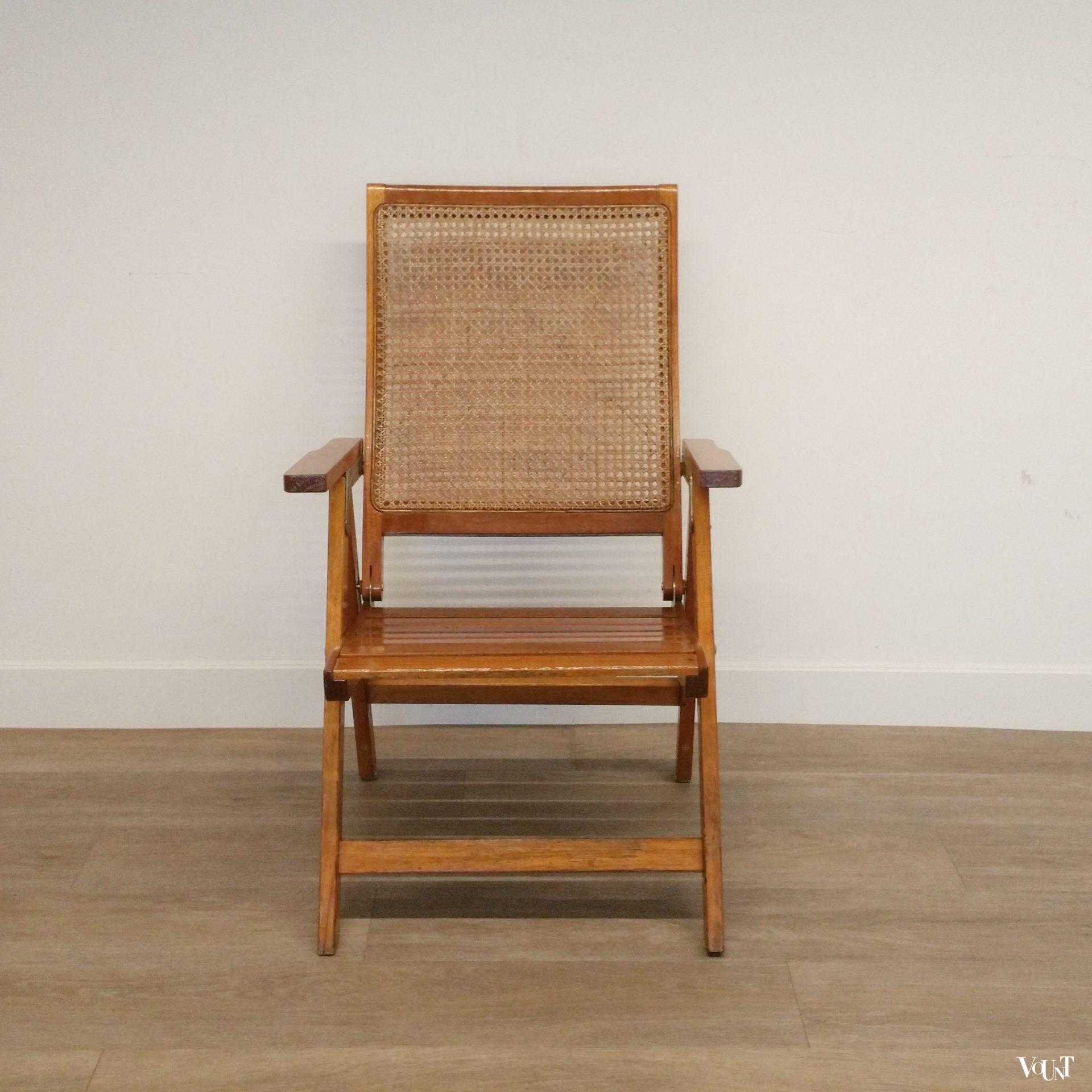 Set van 2 houten tuinstoelen met rotan webbing, jaren '70