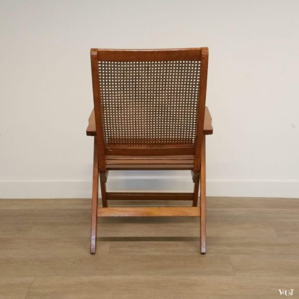Set van 2 houten tuinstoelen met rotan webbing, jaren '70