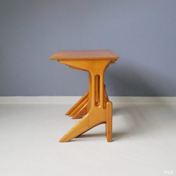 Set van 3 bijzettafels met plywood blad, jaren '50