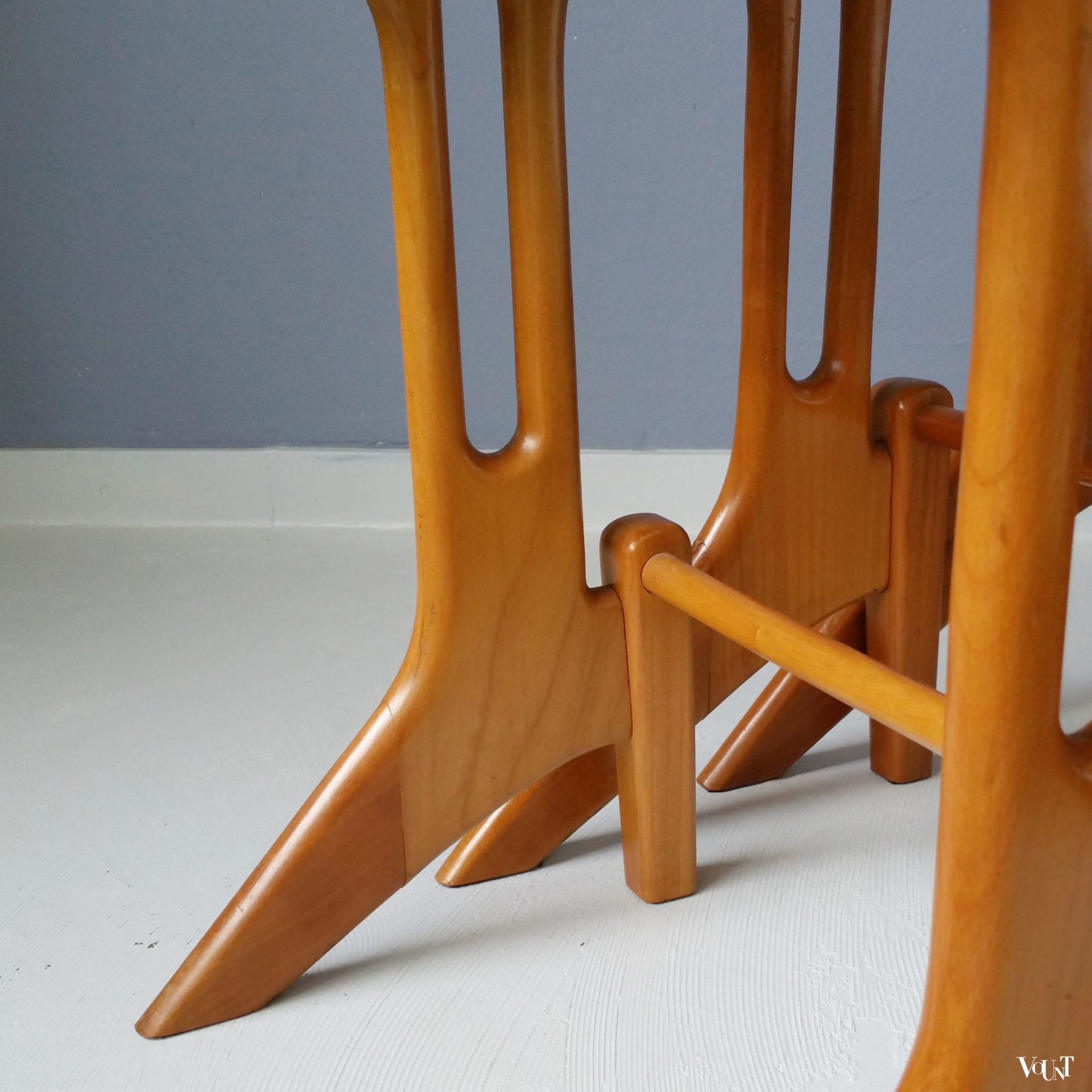 Set van 3 bijzettafels met plywood blad, jaren '50