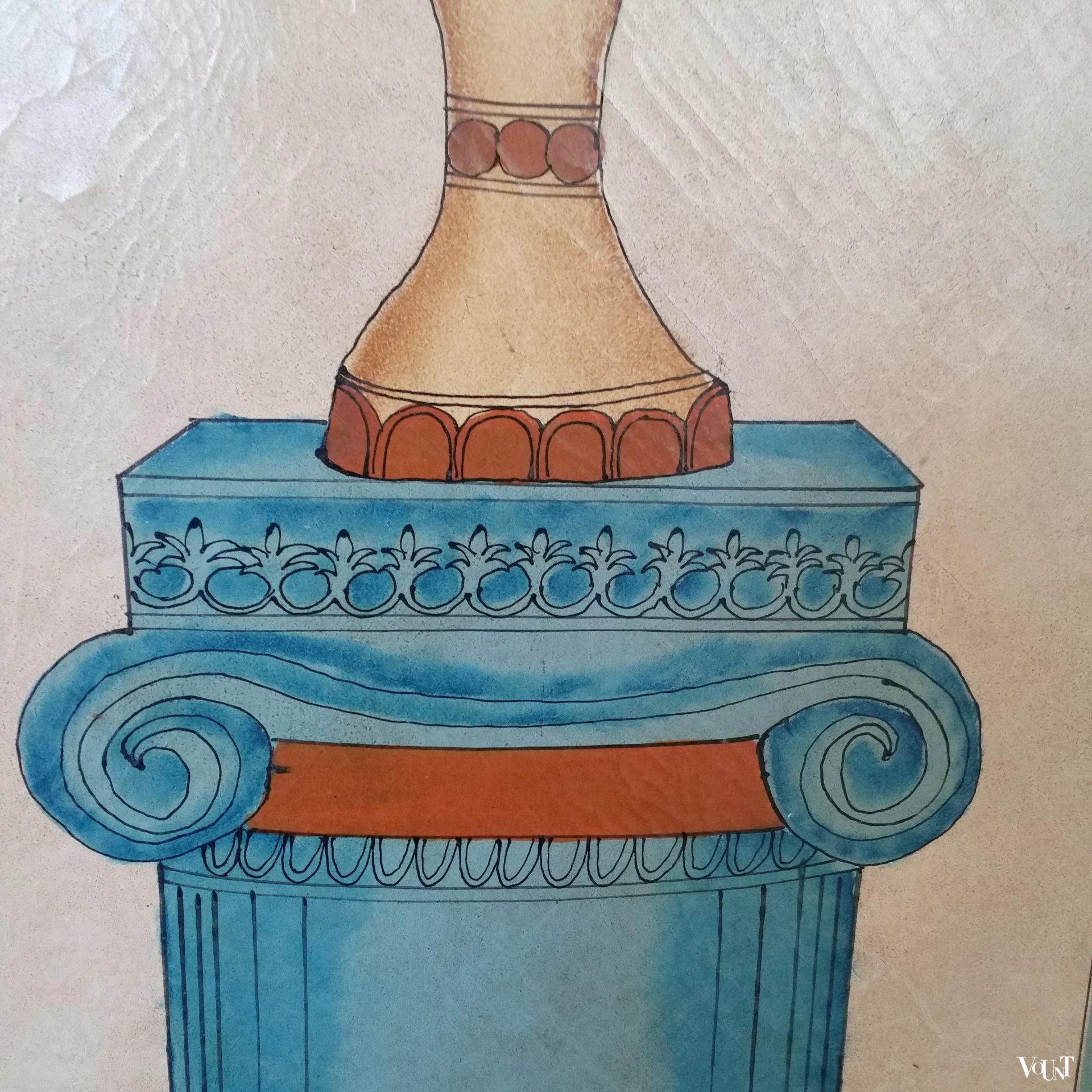 Vintage vierslags handbeschilderd kamerscherm, ca. jaren '50/'60