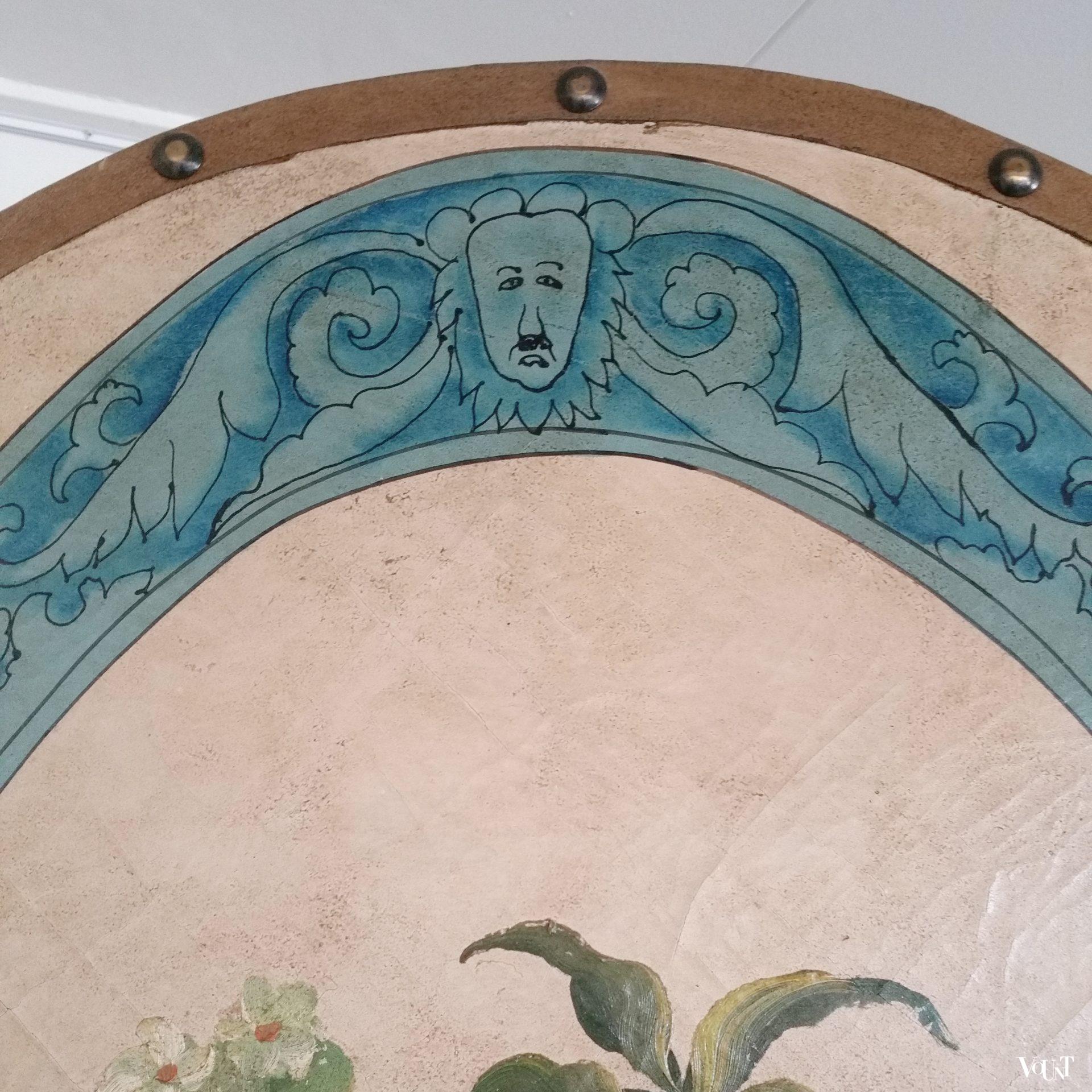 Vintage vierslags handbeschilderd kamerscherm, ca. jaren '50/'60