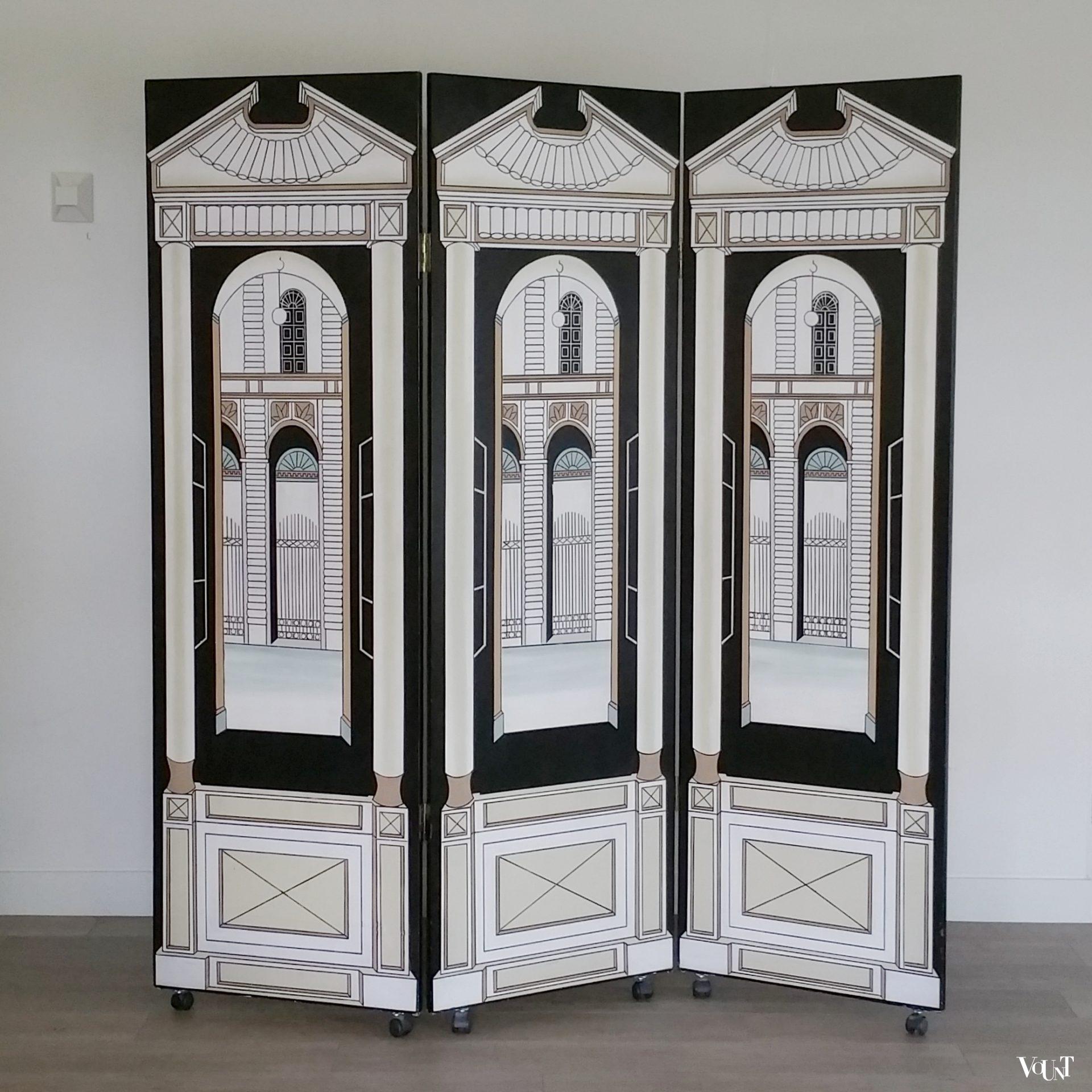 Art Deco-stijl kamerscherm architectonisch motief, jaren '80
