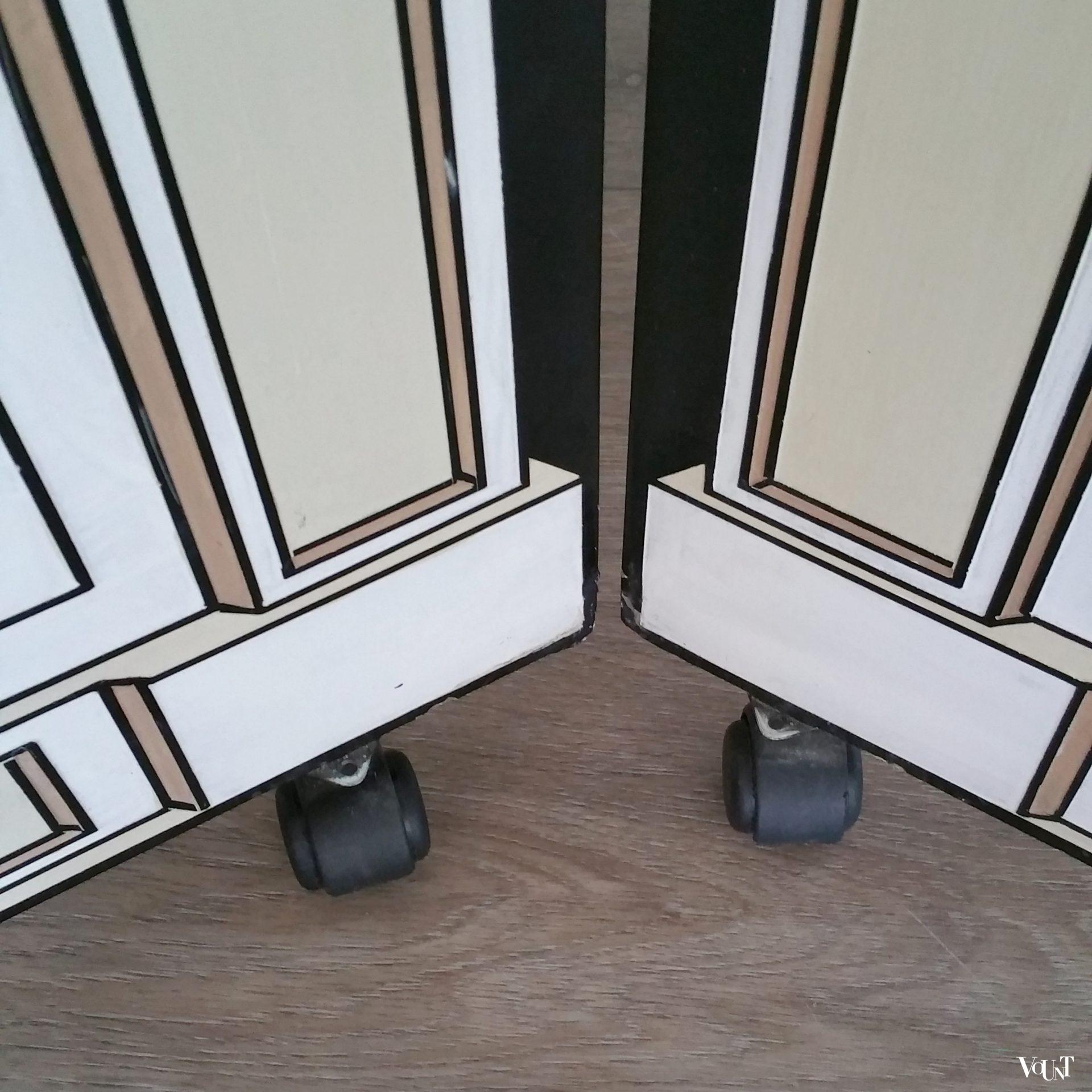 Art Deco-stijl kamerscherm architectonisch motief, jaren '80