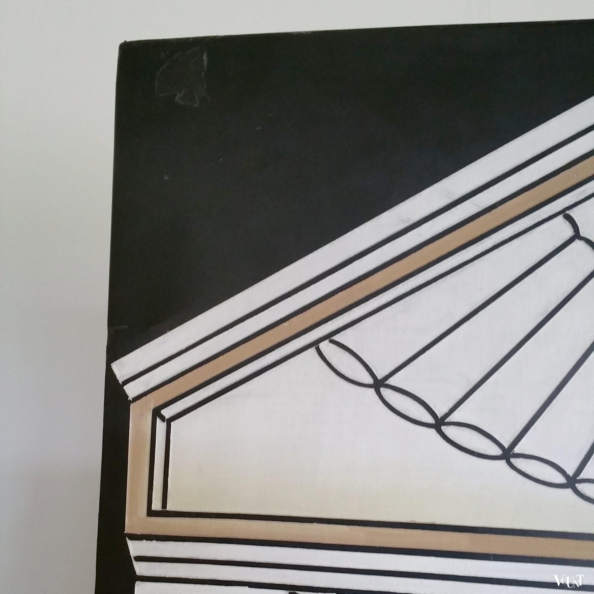 Art Deco-stijl kamerscherm architectonisch motief, jaren '80