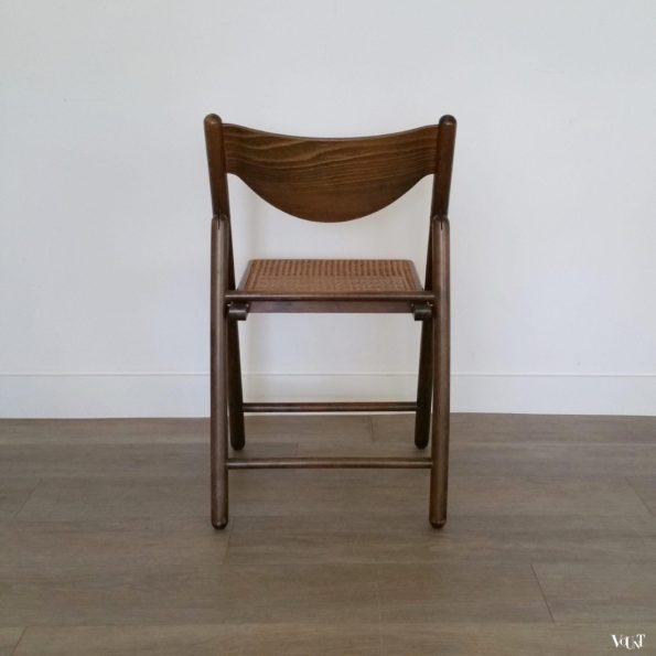 Set van 2 houten klapstoelen met rotan webbing, jaren '70