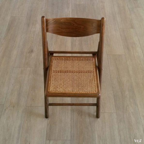 Set van 2 houten klapstoelen met rotan webbing, jaren '70