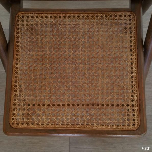 Set van 2 houten klapstoelen met rotan webbing, jaren '70
