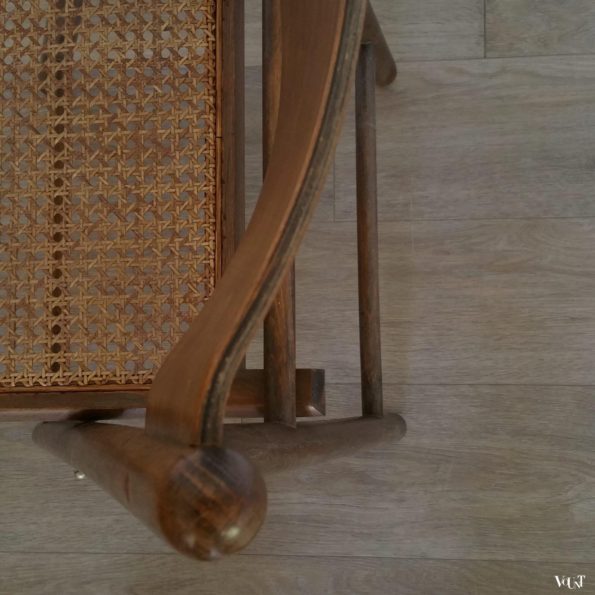 Set van 2 houten klapstoelen met rotan webbing, jaren '70