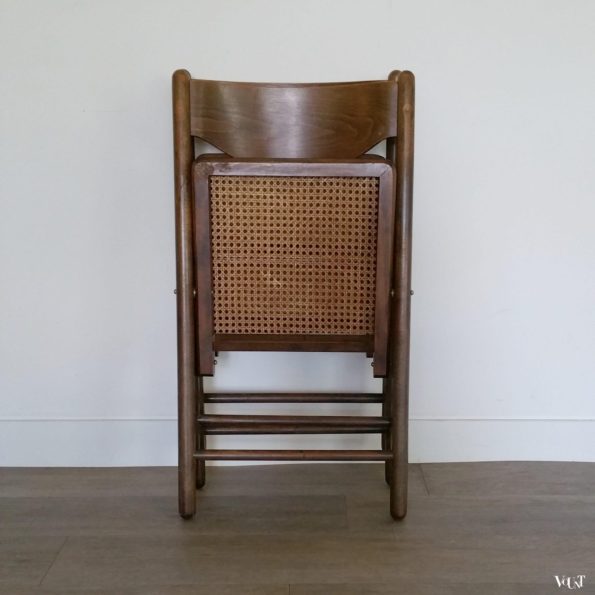 Set van 2 houten klapstoelen met rotan webbing, jaren '70