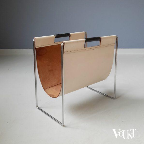Leren lectuurbak met metalen frame, Brabantia, jaren '60/'70
