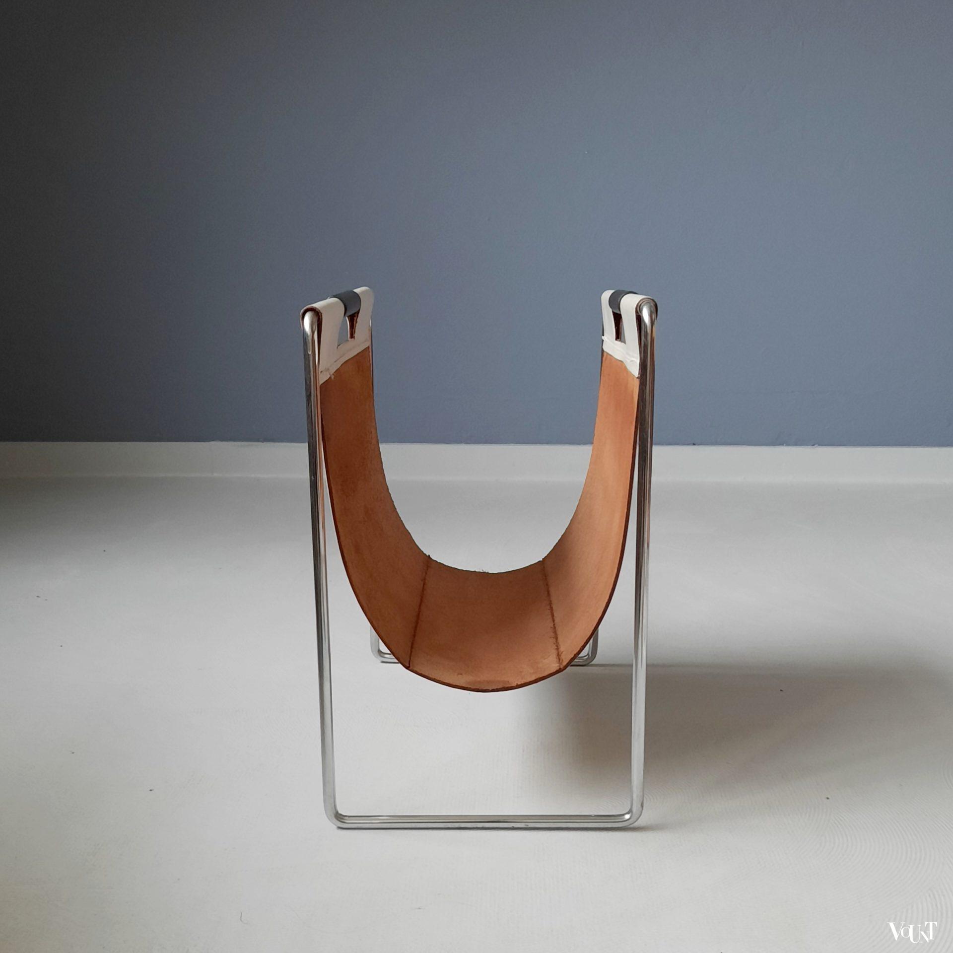 Leren lectuurbak met metalen frame, Brabantia, jaren '60/'70