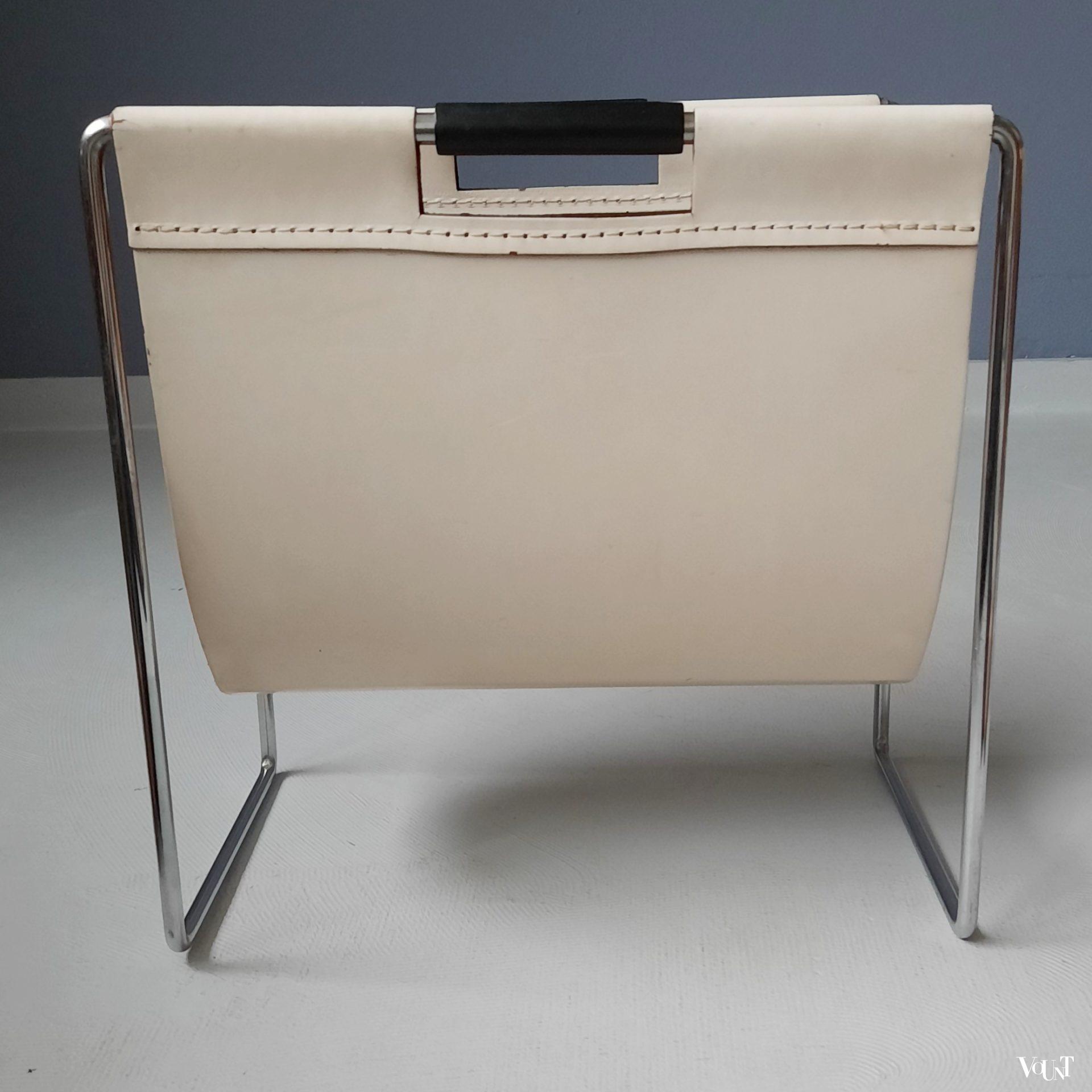 Leren lectuurbak met metalen frame, Brabantia, jaren '60/'70