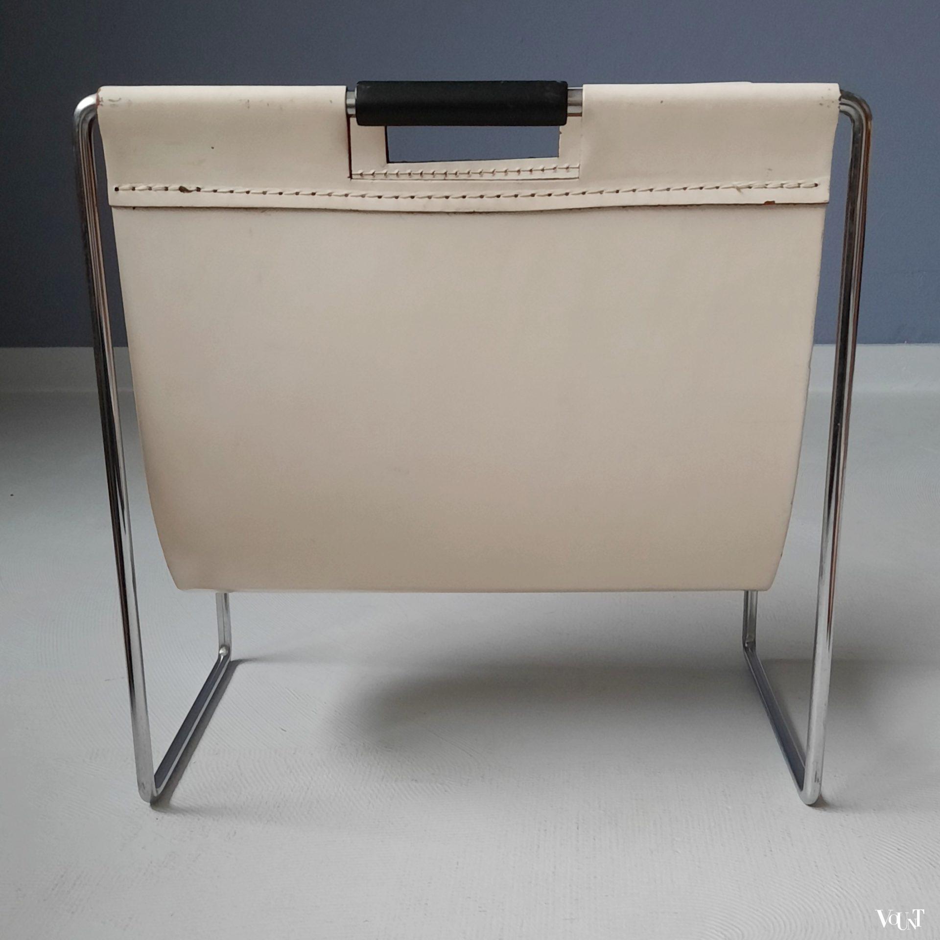 Leren lectuurbak met metalen frame, Brabantia, jaren '60/'70