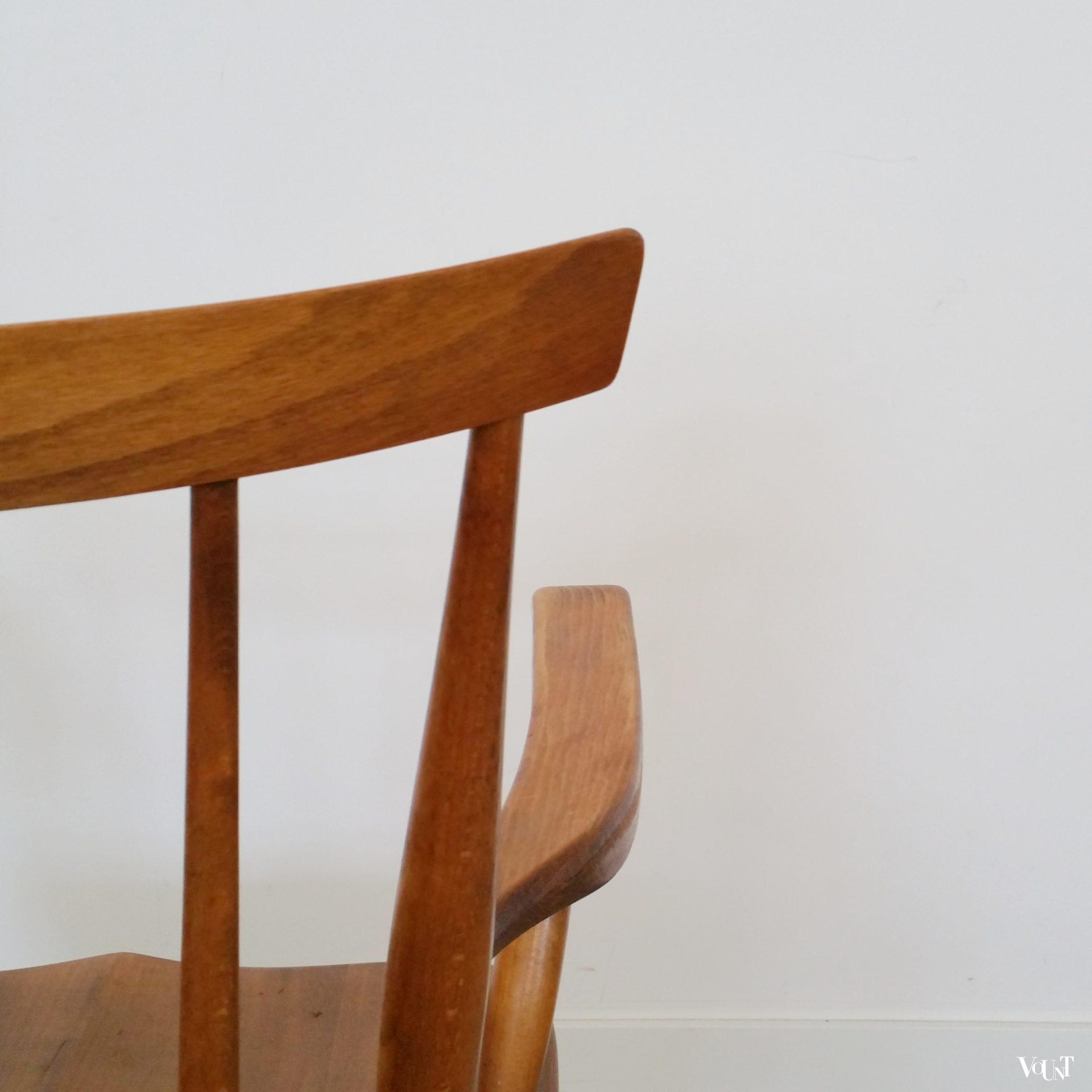 Vintage houten spijlenstoel met armleuningen, jaren '60