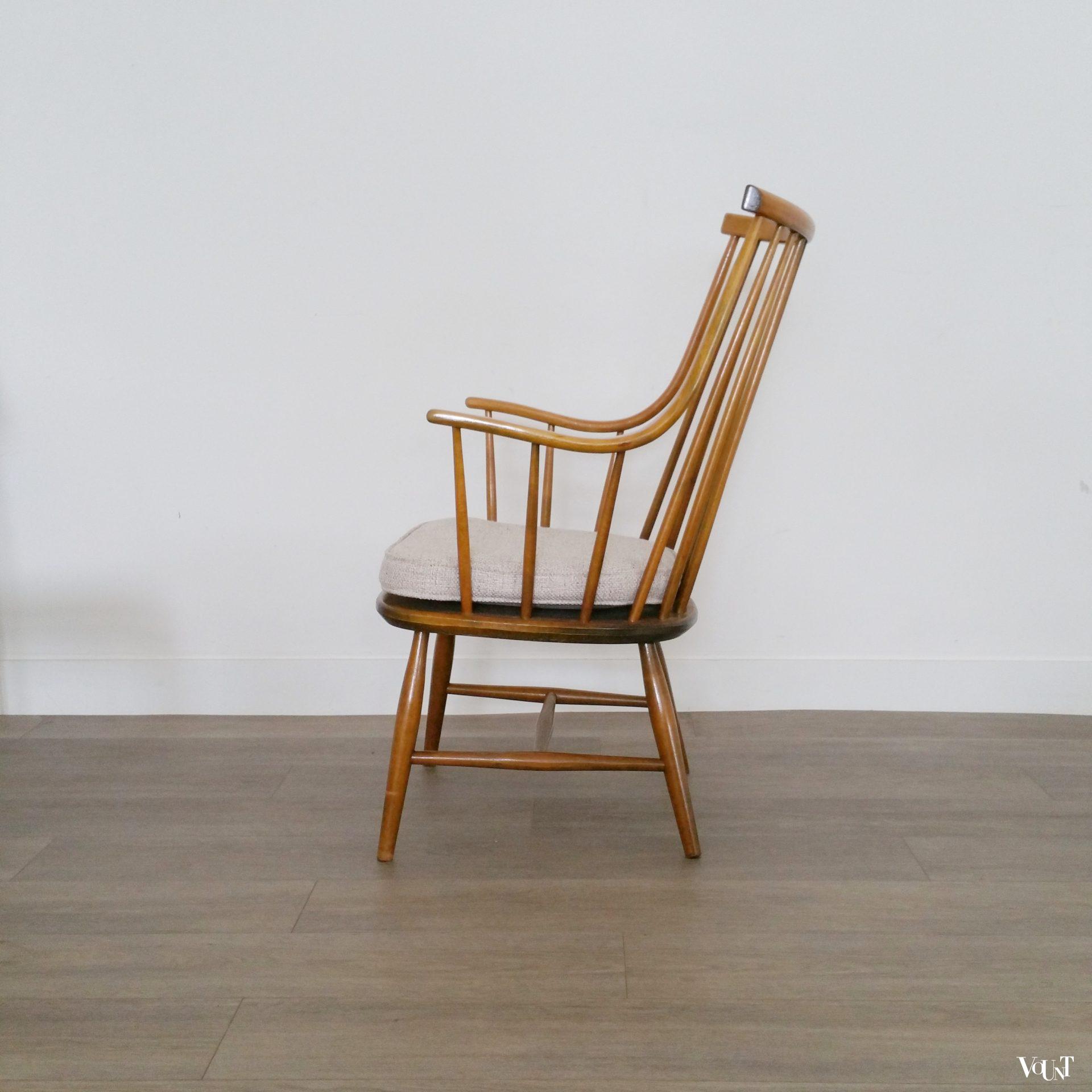 Spijlenstoel met armleuningen, Lena Larsson voor Nesto/Pastoe, jaren '60