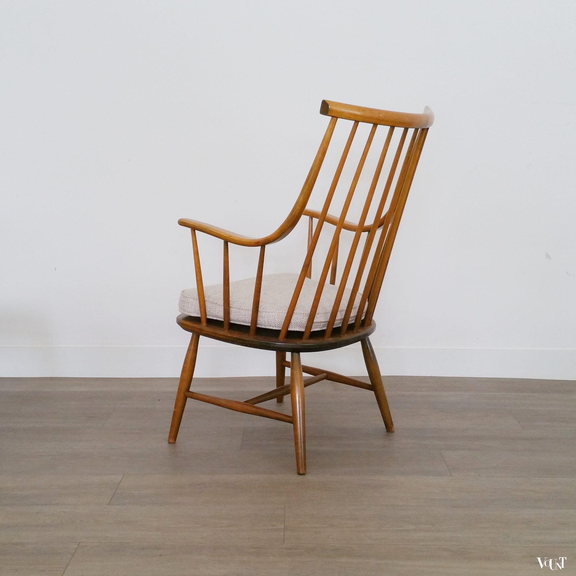 Spijlenstoel met armleuningen, Lena Larsson voor Nesto/Pastoe, jaren '60