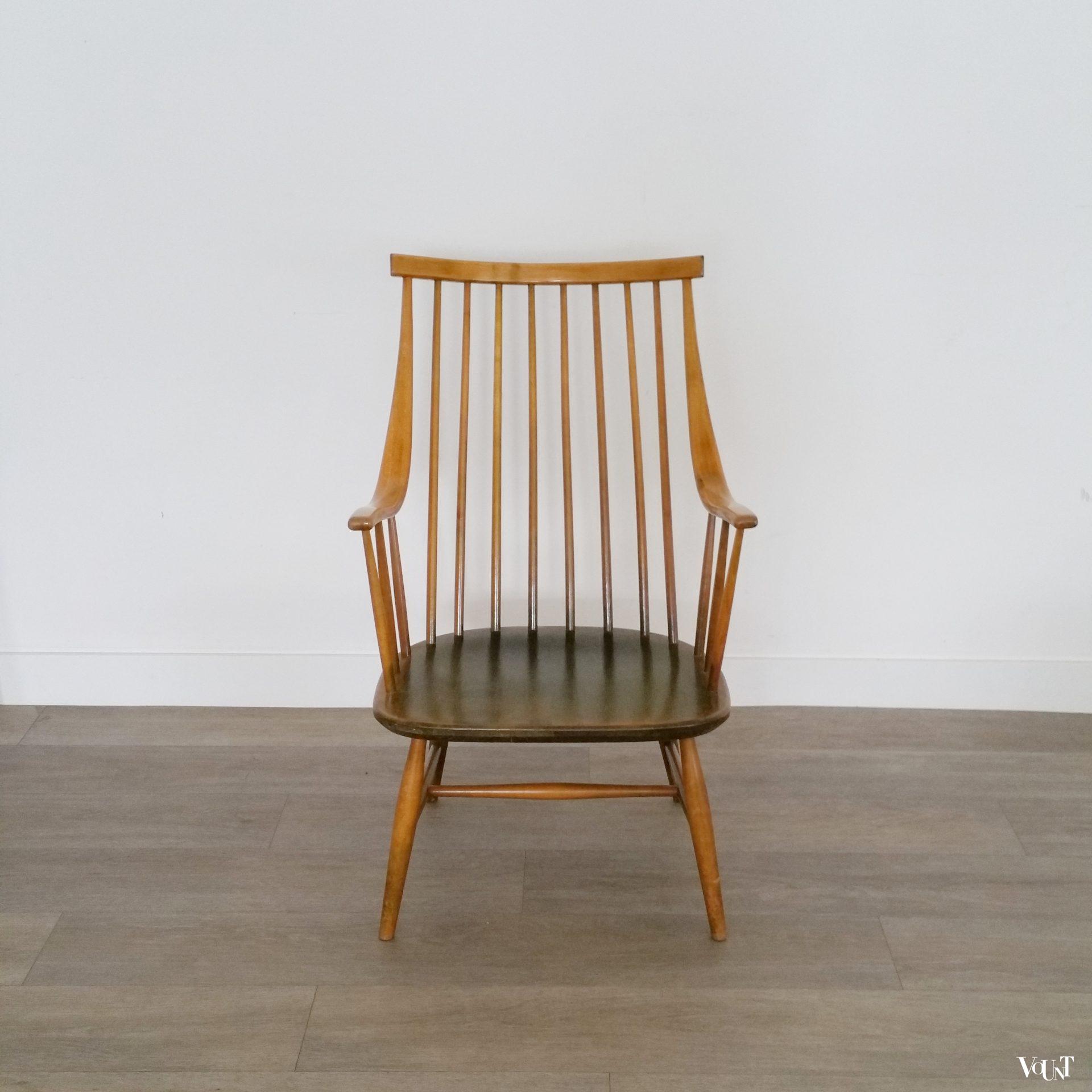 Spijlenstoel met armleuningen, Lena Larsson voor Nesto/Pastoe, jaren '60