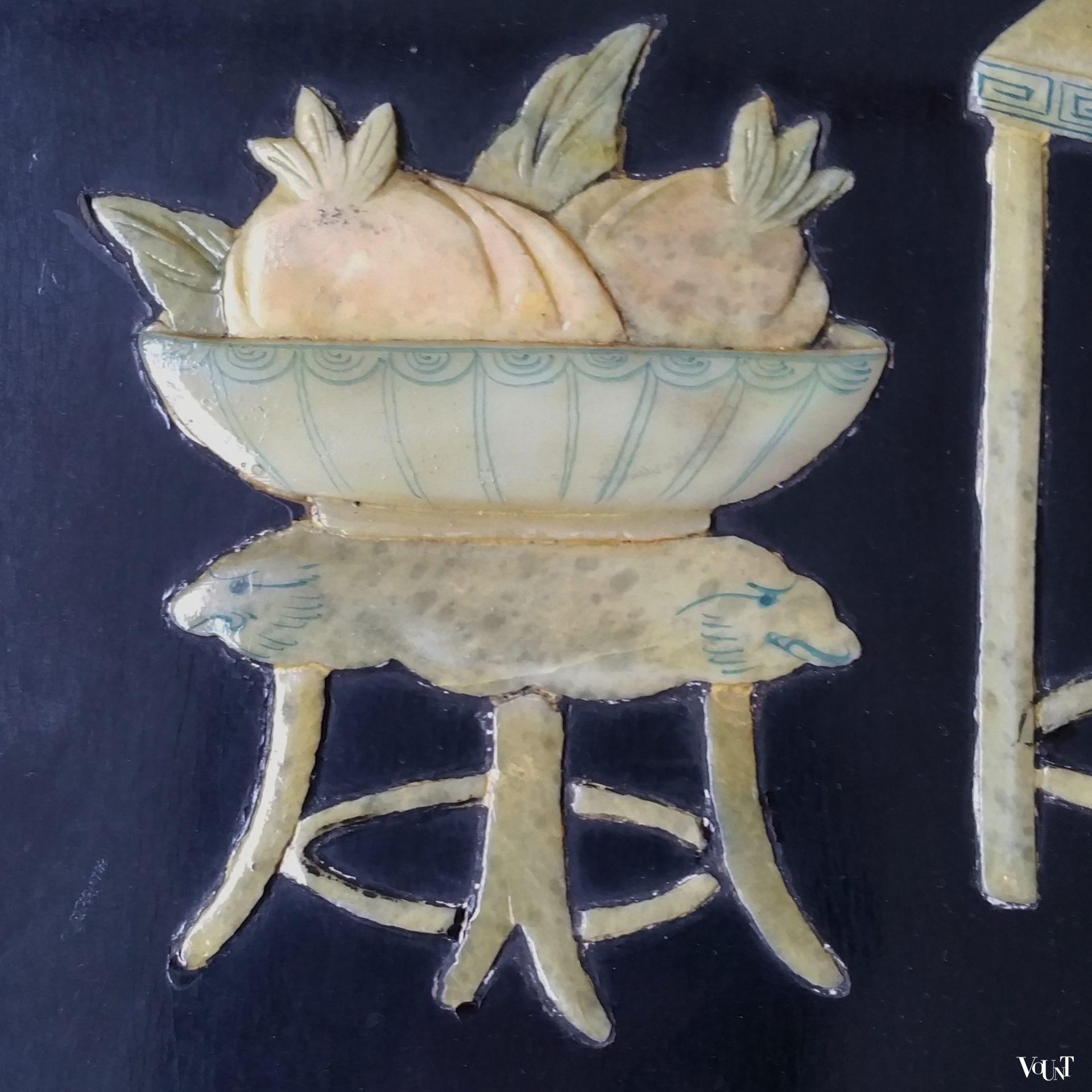 Set van 3 vintage Chinese lakpanelen met inleg, ca. jaren '70