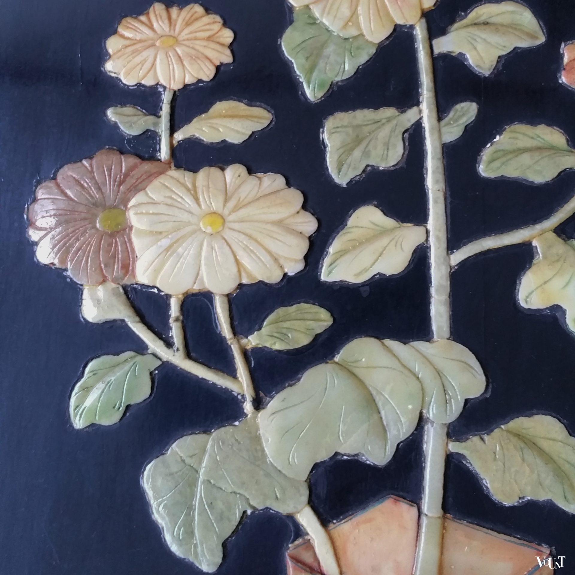 Set van 3 vintage Chinese lakpanelen met inleg, ca. jaren '70