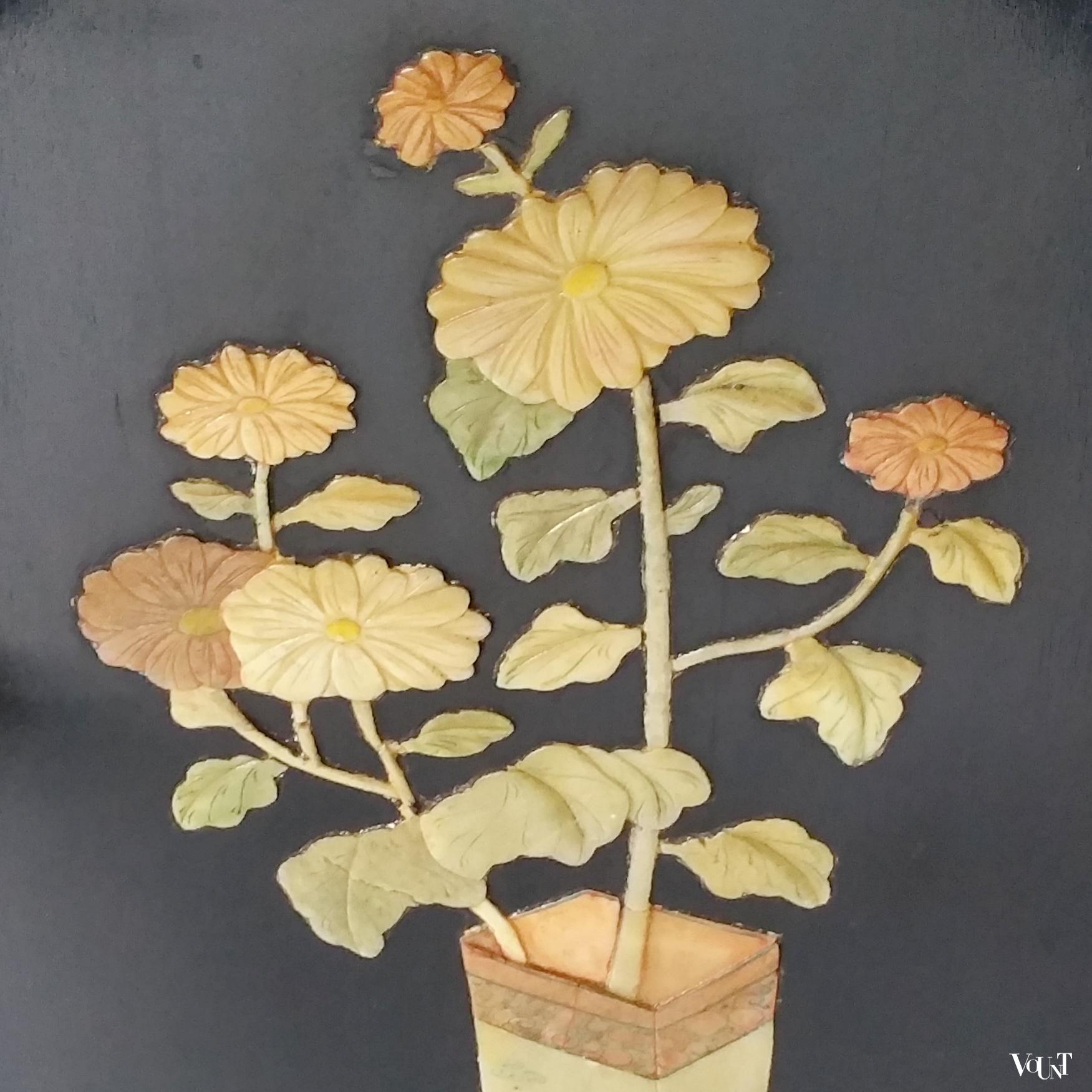 Set van 3 vintage Chinese lakpanelen met inleg, ca. jaren '70