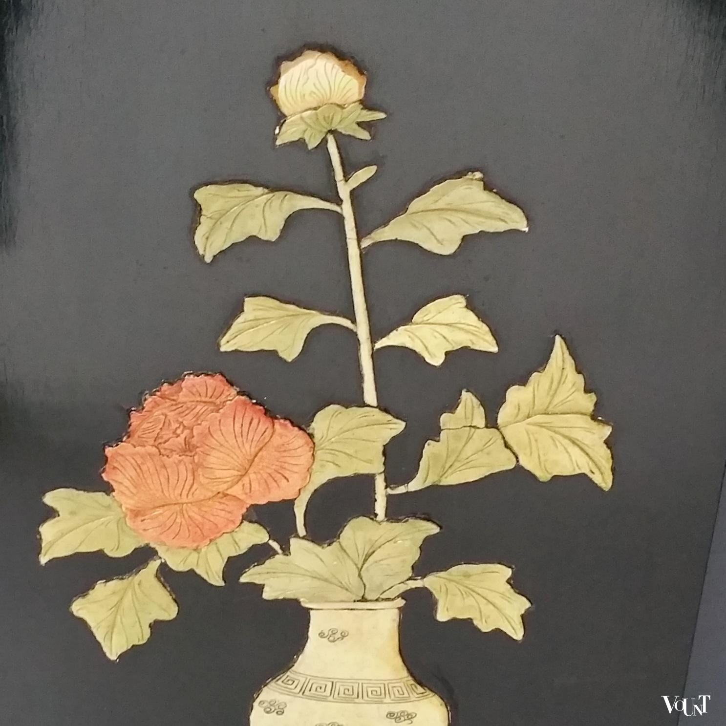 Set van 3 vintage Chinese lakpanelen met inleg, ca. jaren '70