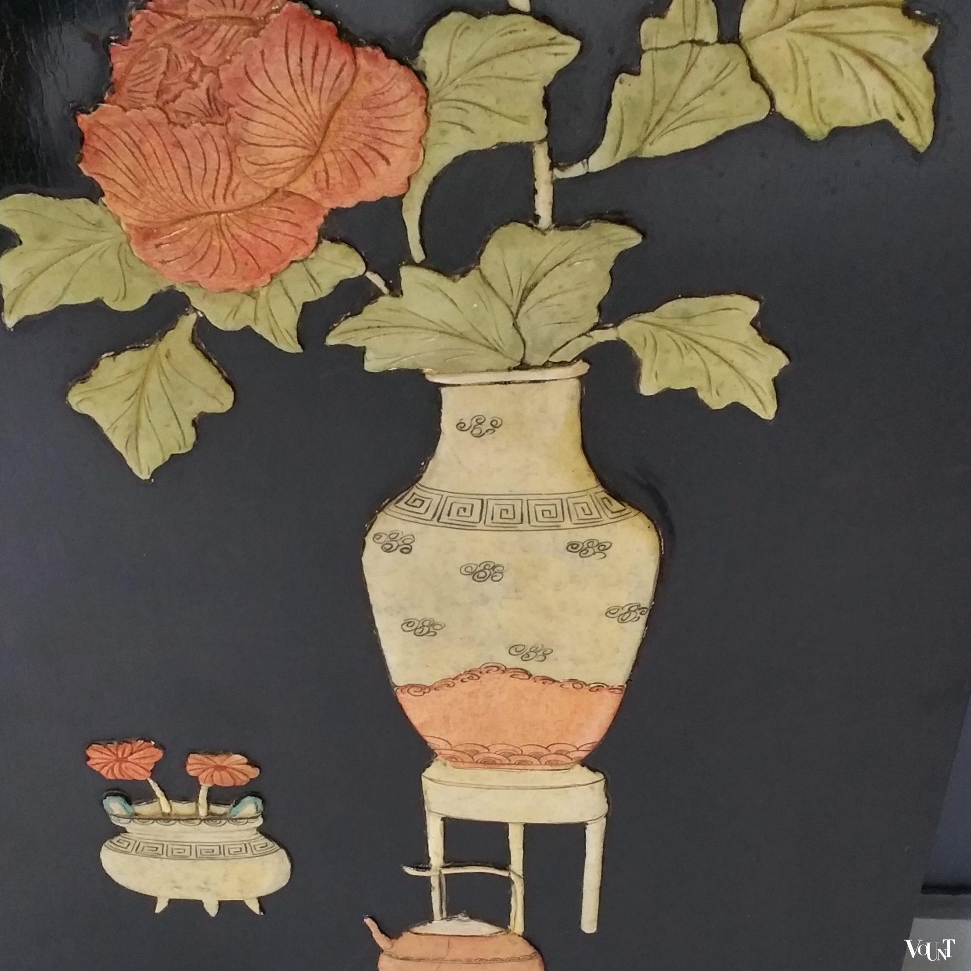 Set van 3 vintage Chinese lakpanelen met inleg, ca. jaren '70