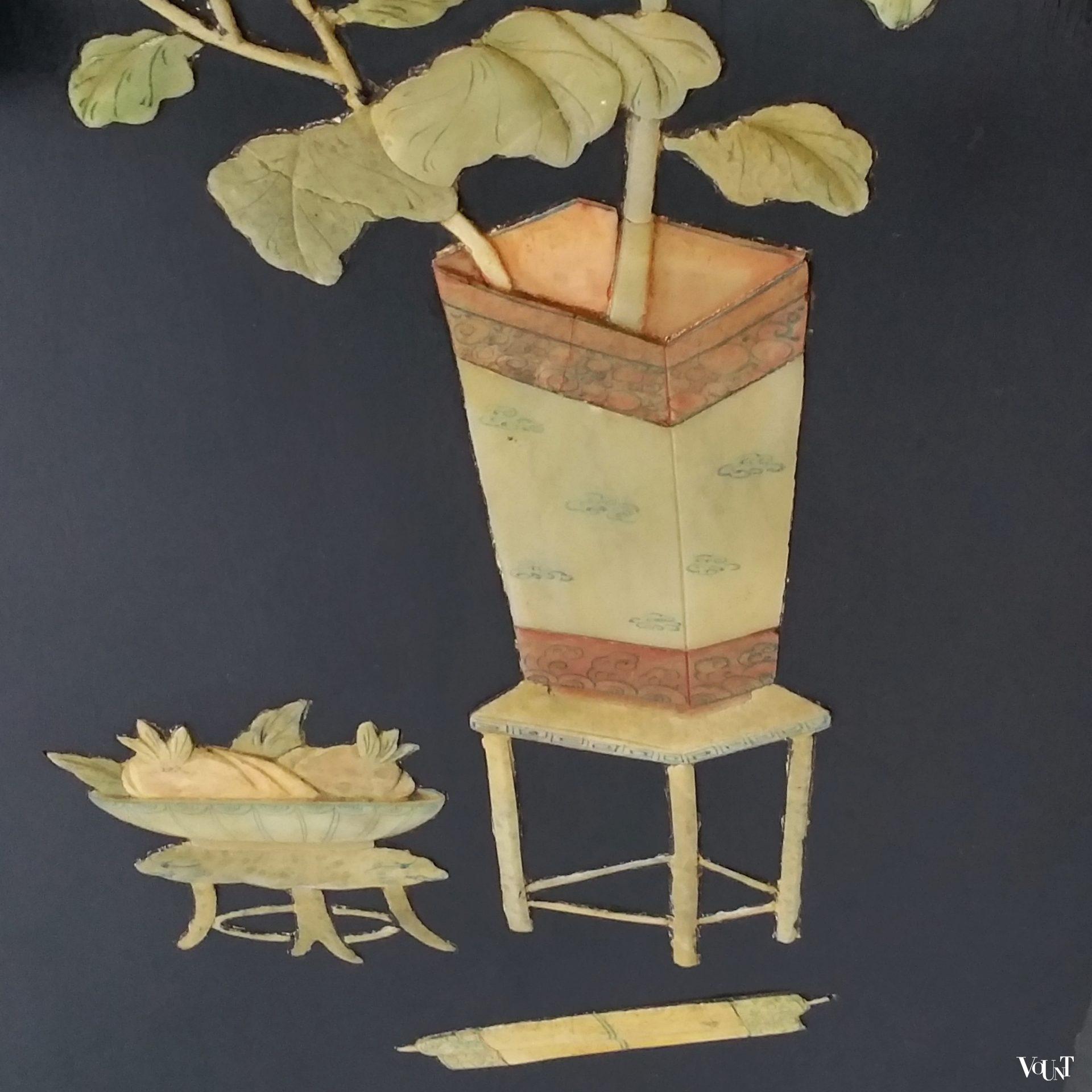 Set van 3 vintage Chinese lakpanelen met inleg, ca. jaren '70