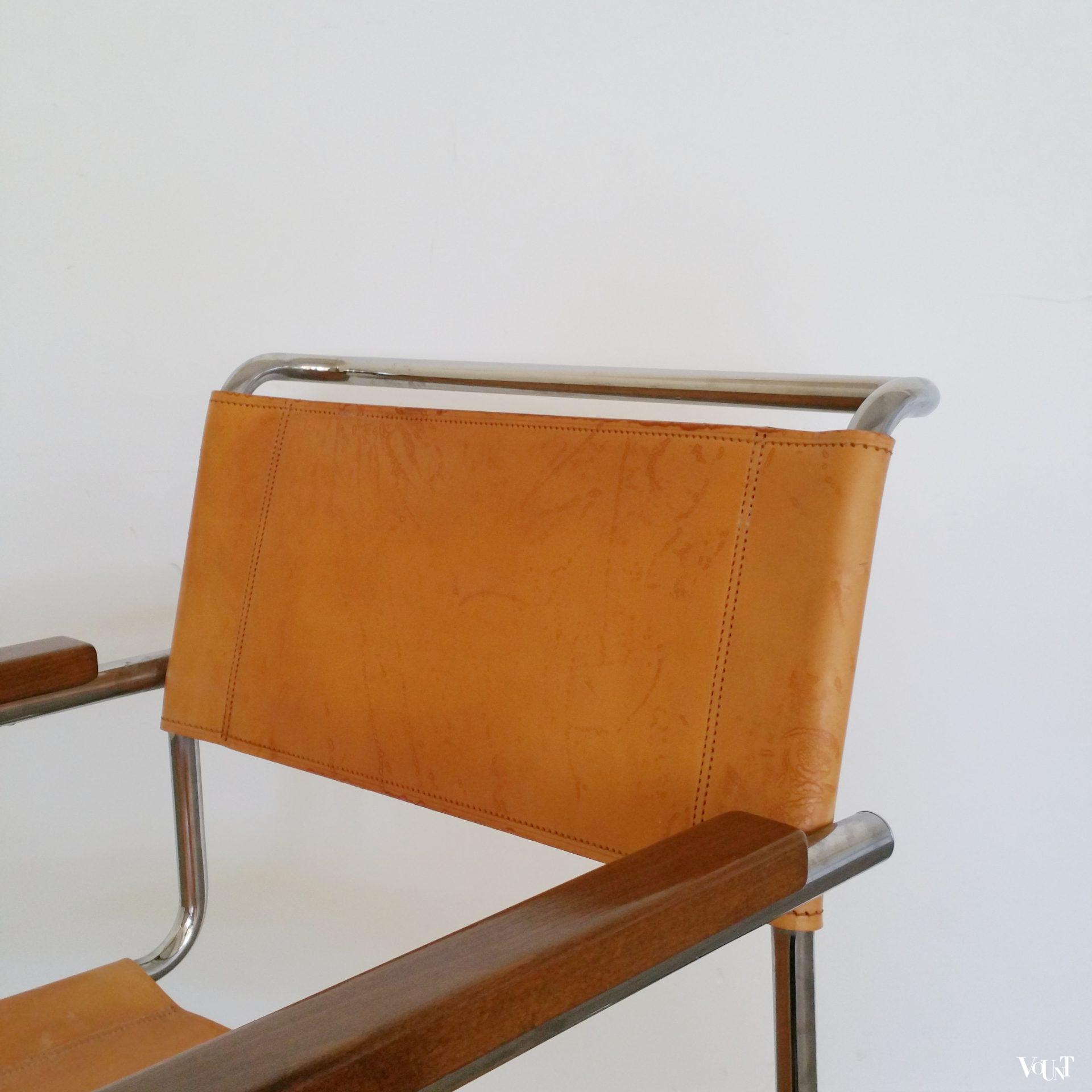 S34 buisframestoel met leren bekleding, Mart Stam voor Thonet, jaren '80