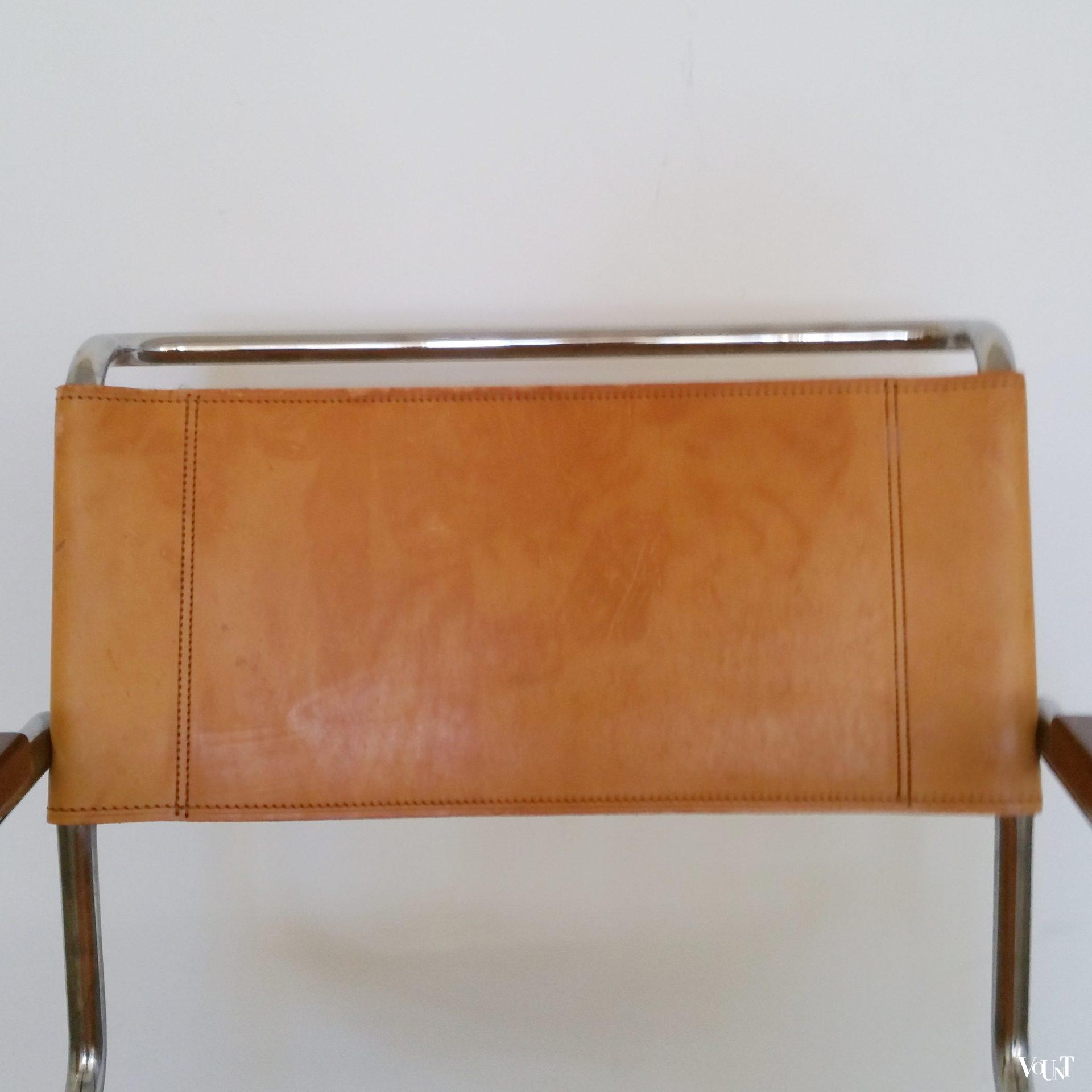 S34 buisframestoel met leren bekleding, Mart Stam voor Thonet, jaren '80